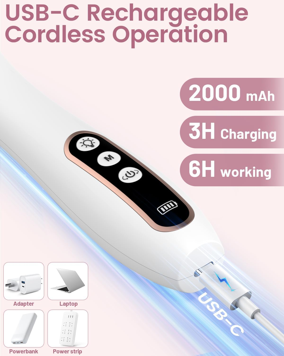 Electric Nail Sander for Gel Nails - Electric Nail File 10 Speed Cordless Electric Nail Sander Manicure Set for Acrylic Gel Natural Gel Nails (White) - Black image number 5