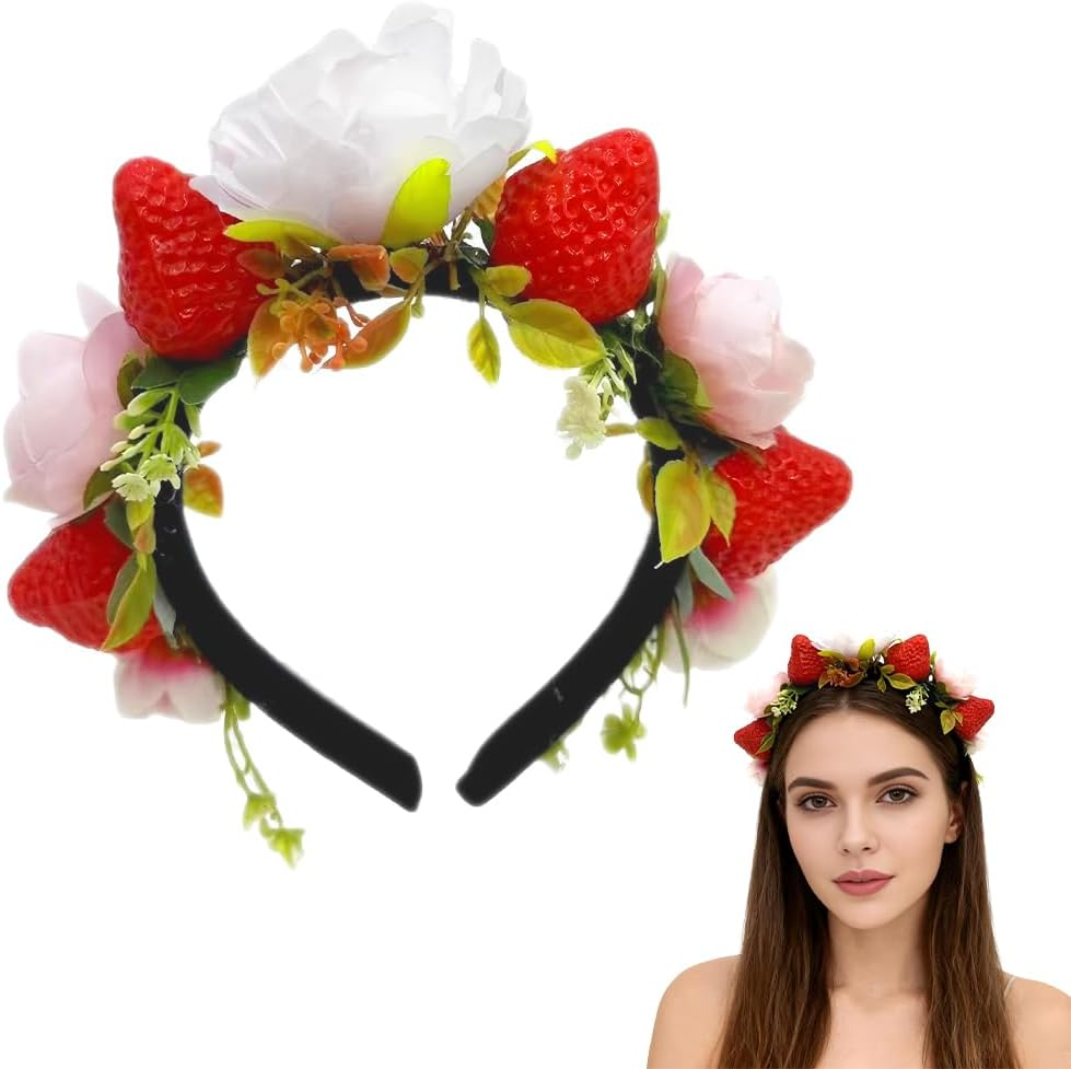 Flower Headband Garland, Floral Crown Hairband, Flower Headdress with Ribbon, Boho Flower Headpiece, Party Birthday Wedding Decoration image number 1