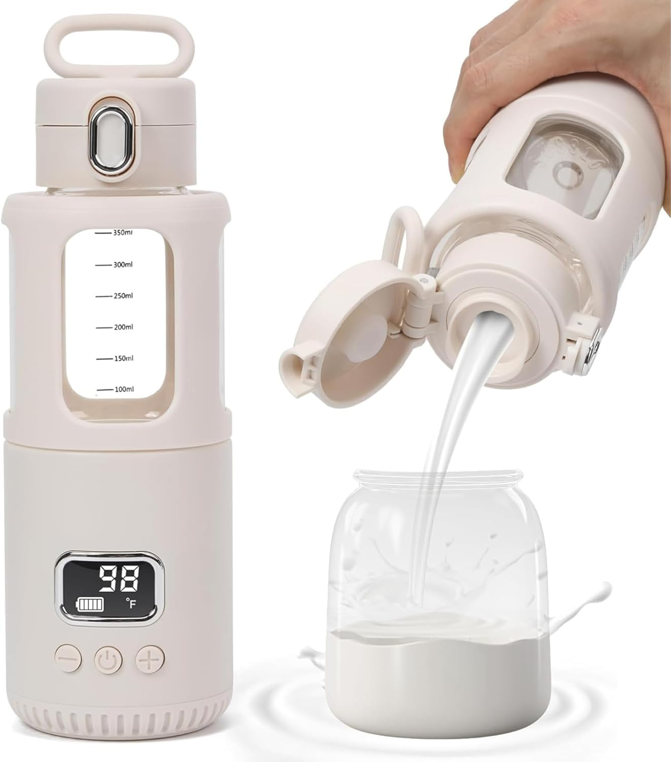 Temperature Control Milk Warmer,Portable Heating Cup with LCD Display 37&deg;C-55&deg;C Water Warmer for Instant Breastmilk, Formula with 350ML Big Capacity image number 6