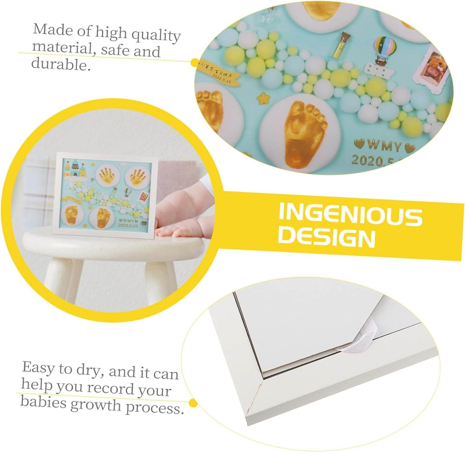 1 Set Handprint and Footprint Ink Pad Reusable Imprint Casting for Keepsakes Birthday Present Frame image number 3