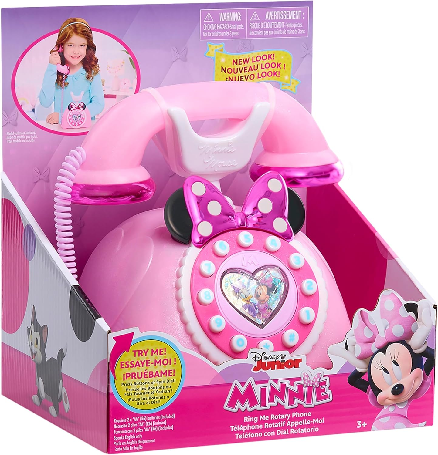 Disney Junior Minnie Mouse Ring Me Rotary Phone with Lights and Sounds, Pink, Kids Toys for Ages 3 up by Just Play image number 2