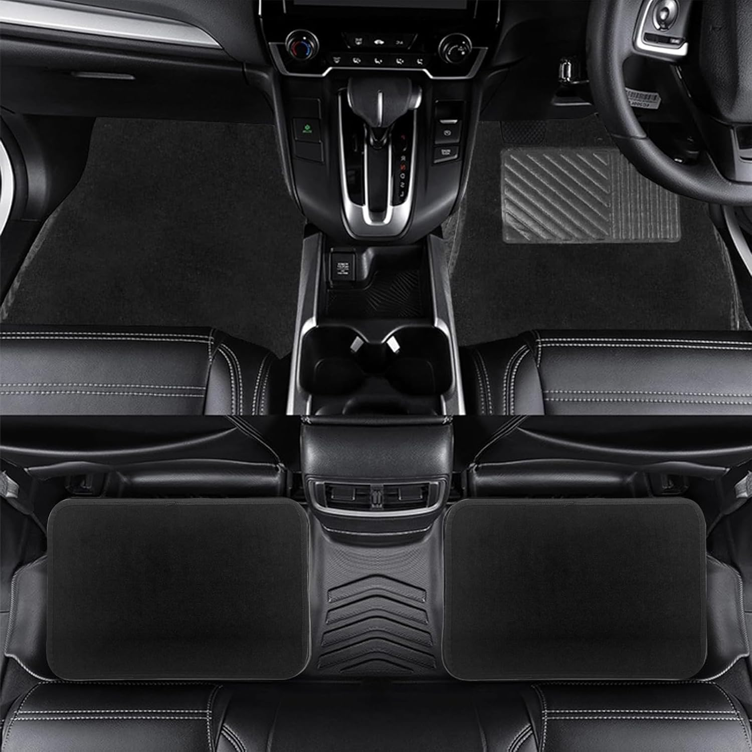 Car Floor Mats, 4 Pcs Universal Heavy-Duty Car Carpet Floor Mats, Waterproof Anti-Slip All Weather Protection Automotive Liners for Sedans Trucks SUV Interior Accessories (Black)