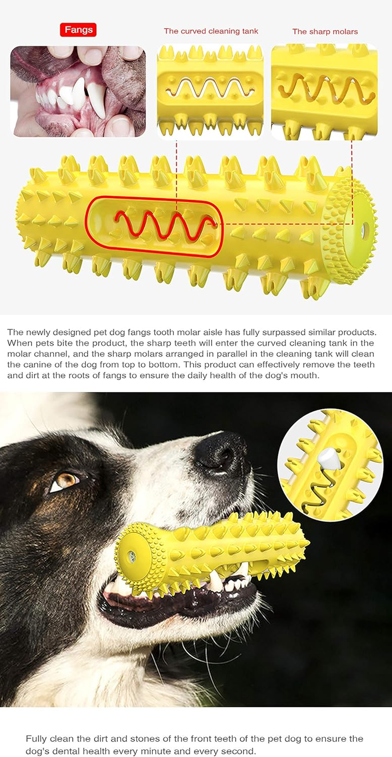 Dog Chew Toys for Aggressive Chewers, Dog Toothbrush Care Cleaning Stick, Puppy Toothing Chew Toy for Small Middle Dog (Yellow) - Lakes Blue image number 5