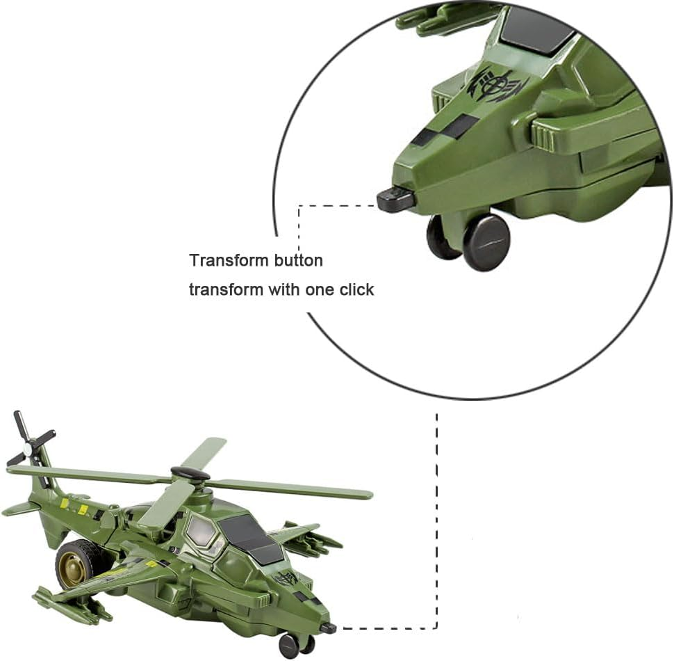 YOBOKO Transforming Airplane Toy Aircraft Robot Toy Kids Simple Airplane Model Toys Boys Funny Play Vehicles Gifts for Toddler Kids 3-8 Years (Green) - Green image number 5