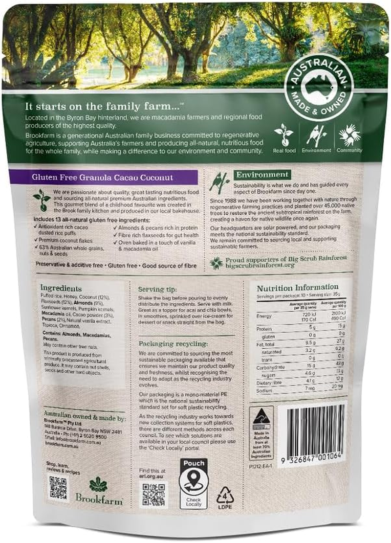 Brookfarm Gluten Free Cacao Coconut Granola, 350 G image number 3