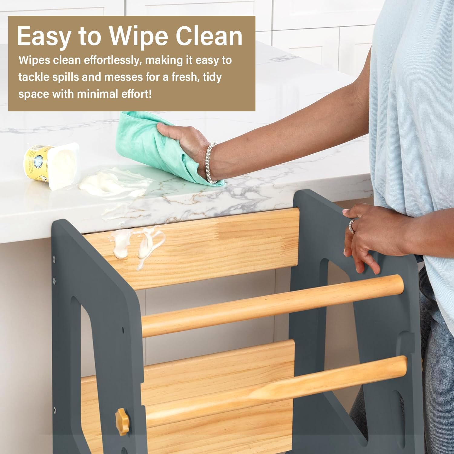 Learning Tower Toddler Tower, Timkos Kids Step Stool, Toddler Step Stool with Adjustable Height, Non-Slip Strips and Anti-Slip Pads, Kids Kitchen Tower, Standing Tower for Bedroom image number 5