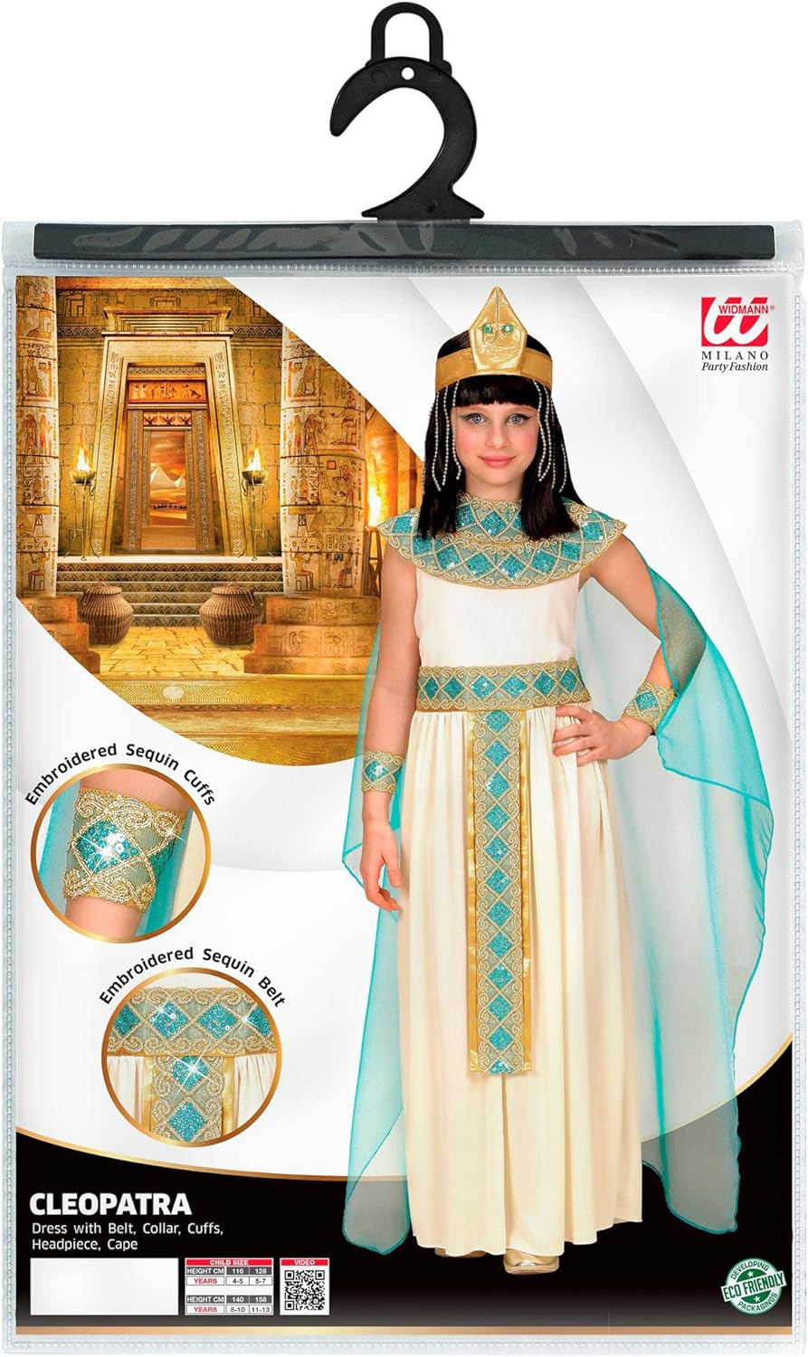 W WIDMANN MILANO Party Fashion - Kinderkost&uuml;m Cleopatra, Kleid, &Auml;gyptische K&ouml;nigin, Faschingskost&uuml;me