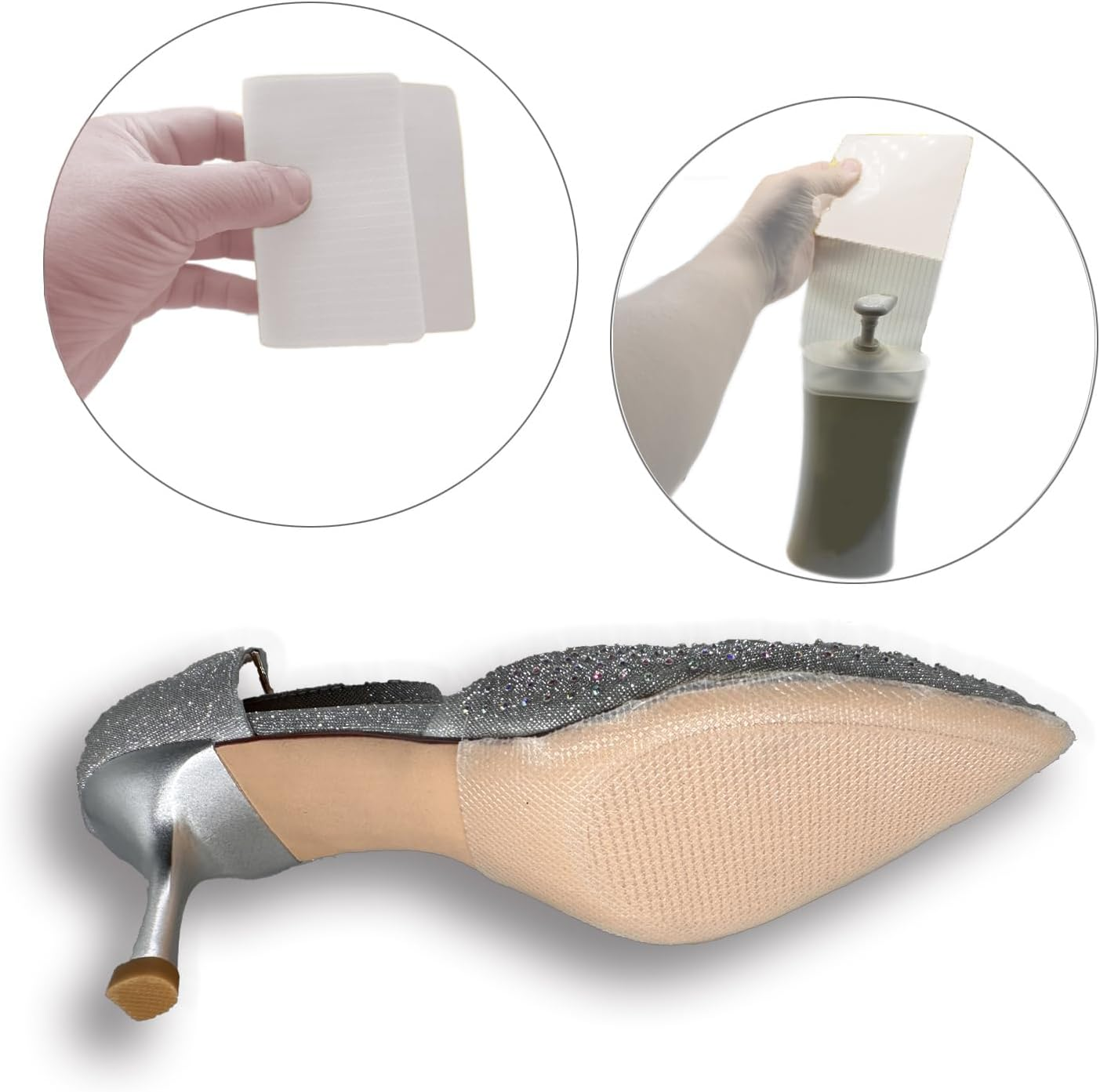 ZBLGO Shoe Sole Protectors Non-Slip Shoe Sole Pads Shoe Bottom Protector Shoes Cushion for High-Heels Leather Shoes Clear 2Pcs - Beige image number 4