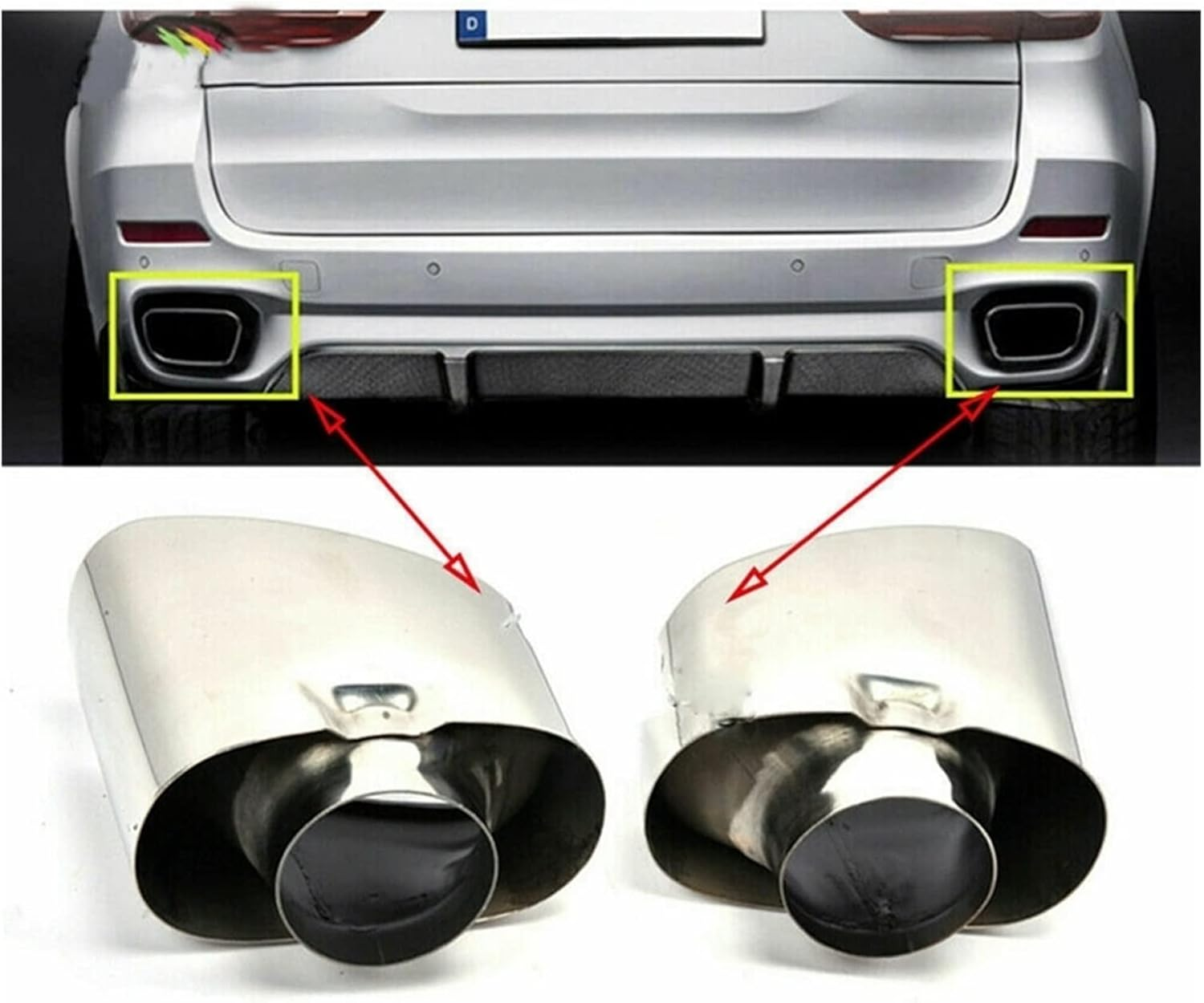 Muffler Car Exhaust Systems Tips Dual Tail Pipe Cover Nozzle Compatible with Muffler Car Styling Accessories Compatible with BMW X5 E70 E53 2000-2016 image number 4