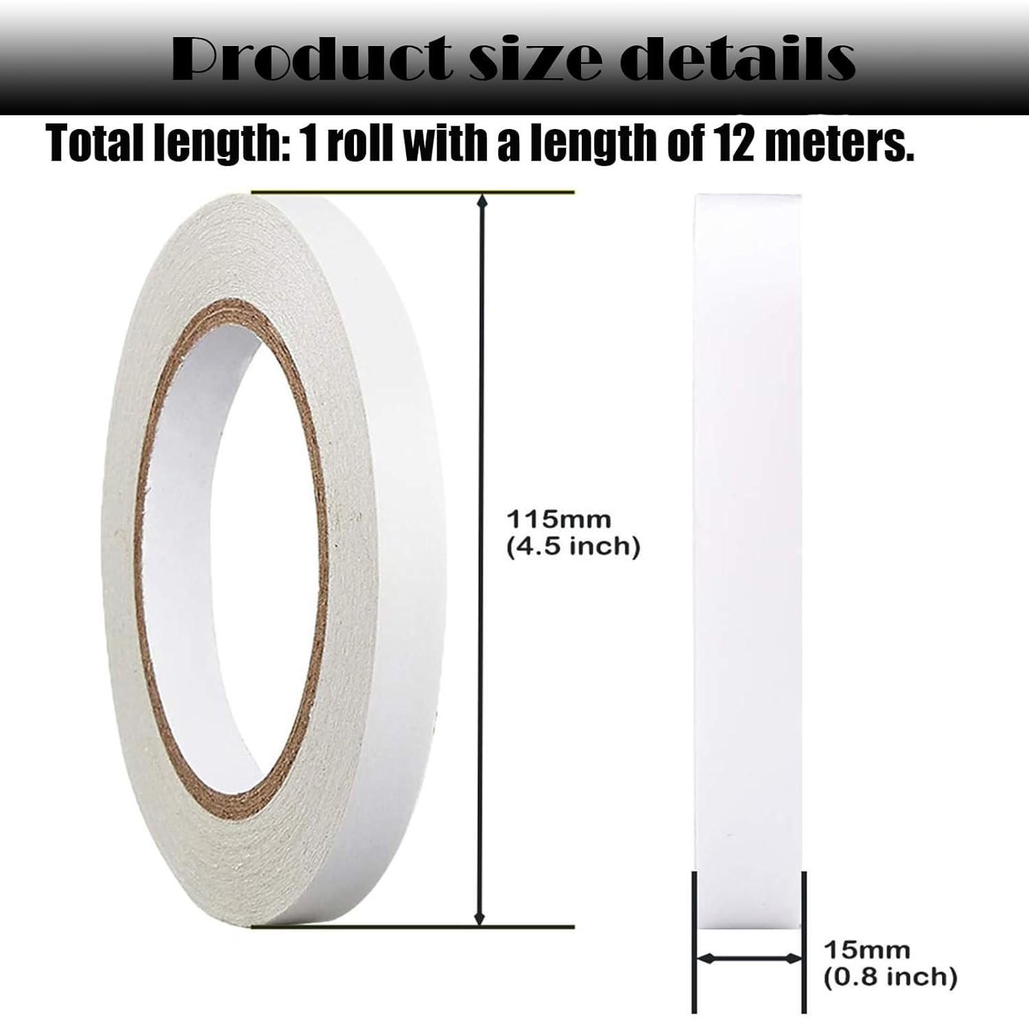 8 Rolls Double Sided Tape, Strong Self-Adhesive Tape 15Mm X 12M Each Roll for Craft Supplies, DIY Craft Projects, Handwork, Gift Wrapping and Office School Stationery Supplie image number 3