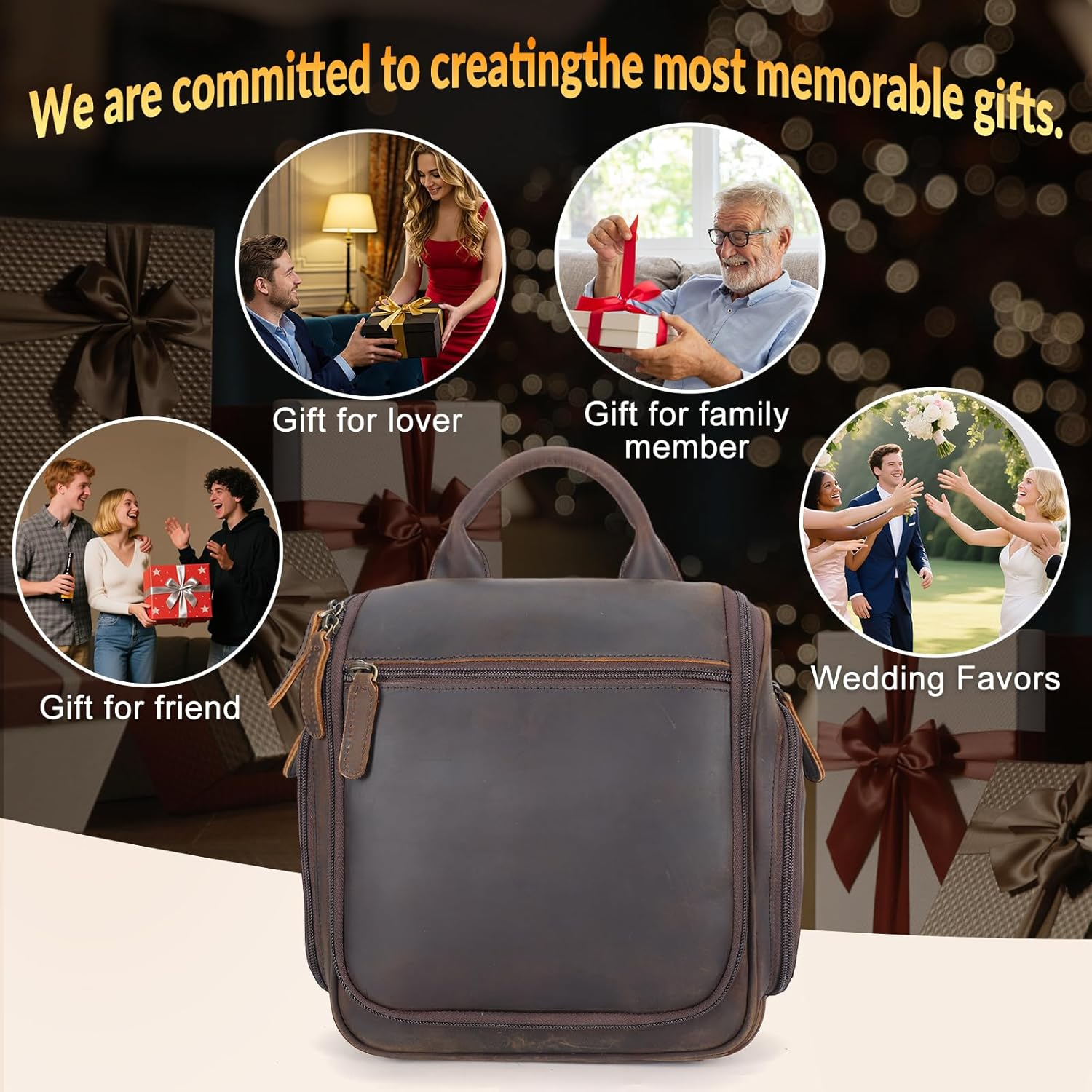 TIDING Leather Hanging Travel Toiletry Bag for Men Women Large Expandable Portable Toiletries Organizer for Travel Business Gym Use Leather Toiletries Bathroom Cosmetic Storage image number 1