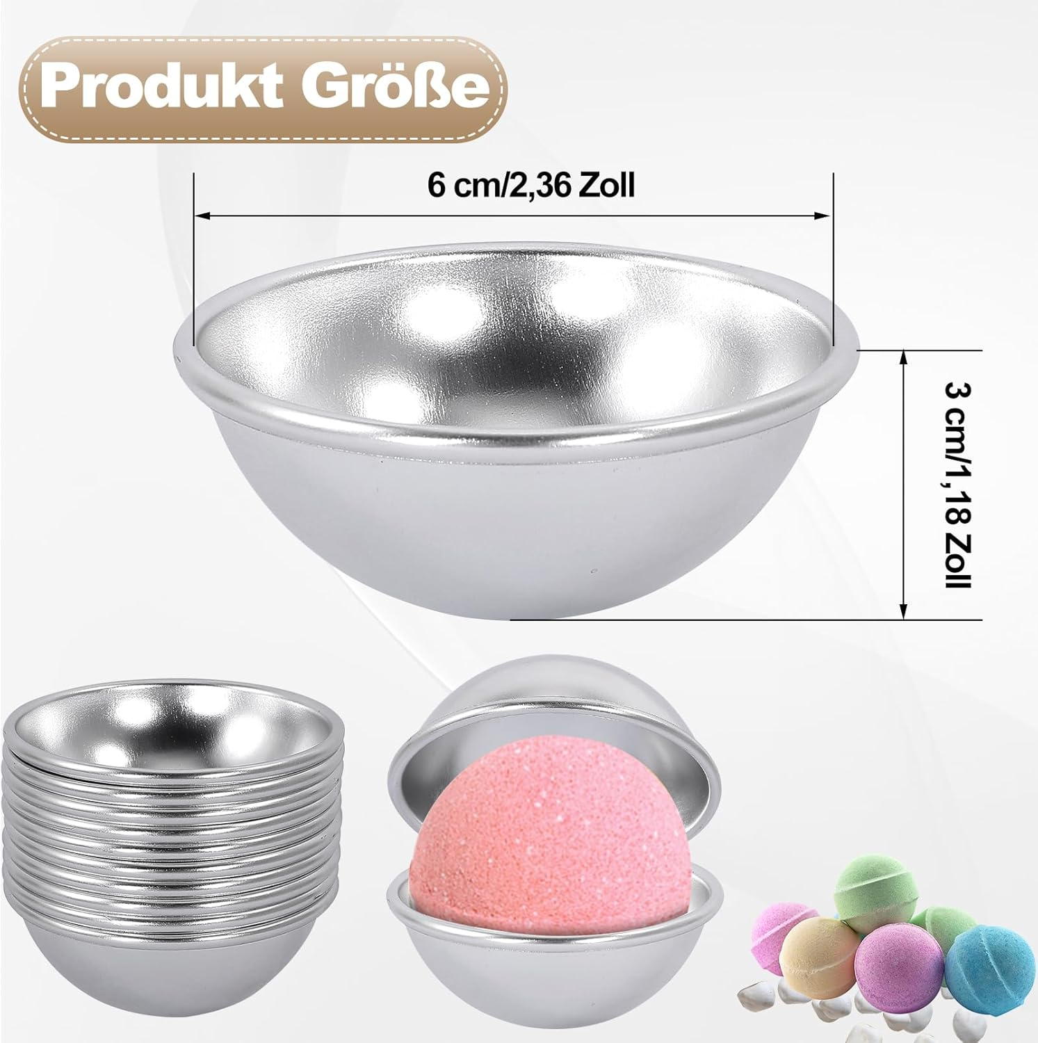 EOGRFW 6 Sets of 12 Bath Bomb Molds, DIY Bath Bomb Moulds, Bath Bomb Mould Set, Aluminium Bath Bomb Moulds, Soap Mould Moulds, DIY Casting Moulds for DIY Handmade Bath Bombs and Soap, 6 Balls image number 2