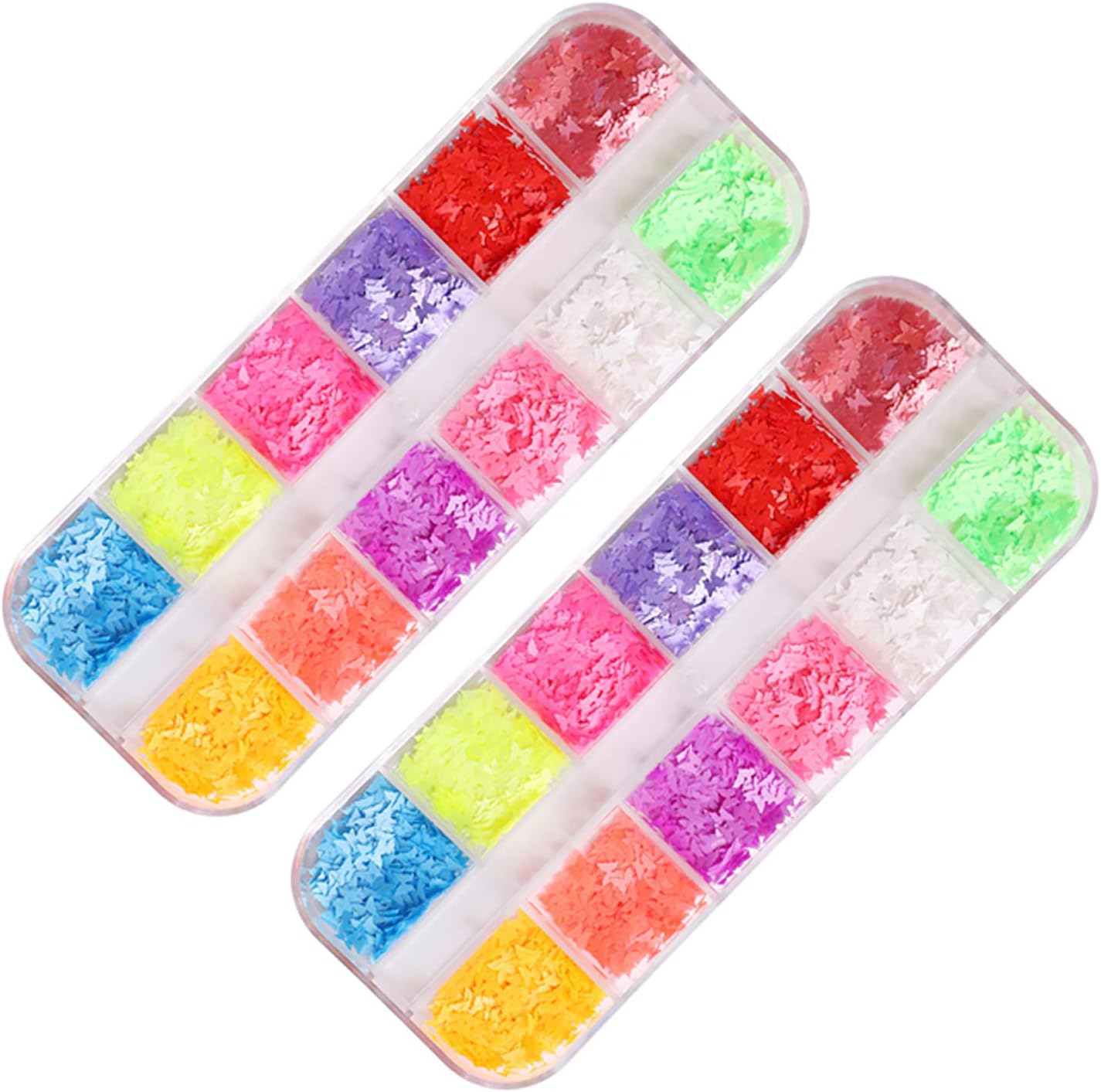 2 Boxes Mixed Color Alien Nail Nail Sequins Fruit Butterfly and Bear Shape