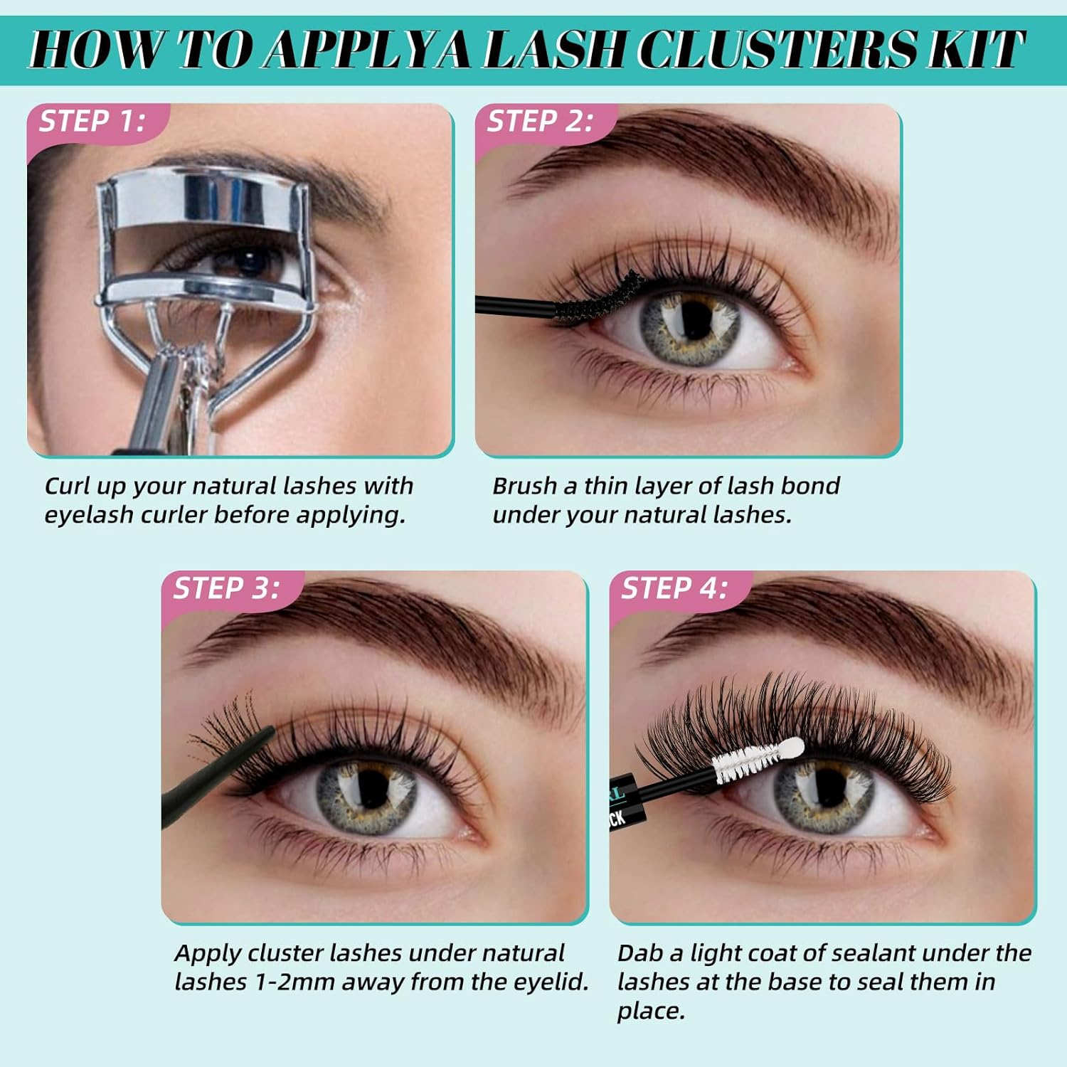 Lash Extension Kit Daybreak Lash Clusters Kit Lash Bond and Seal Eyelash Remover and Eyelash Applicator for Diy Lash Extension Set at Home by Amzglrl(Daybreak,D-Mix8-16Mm Kit) image number 2