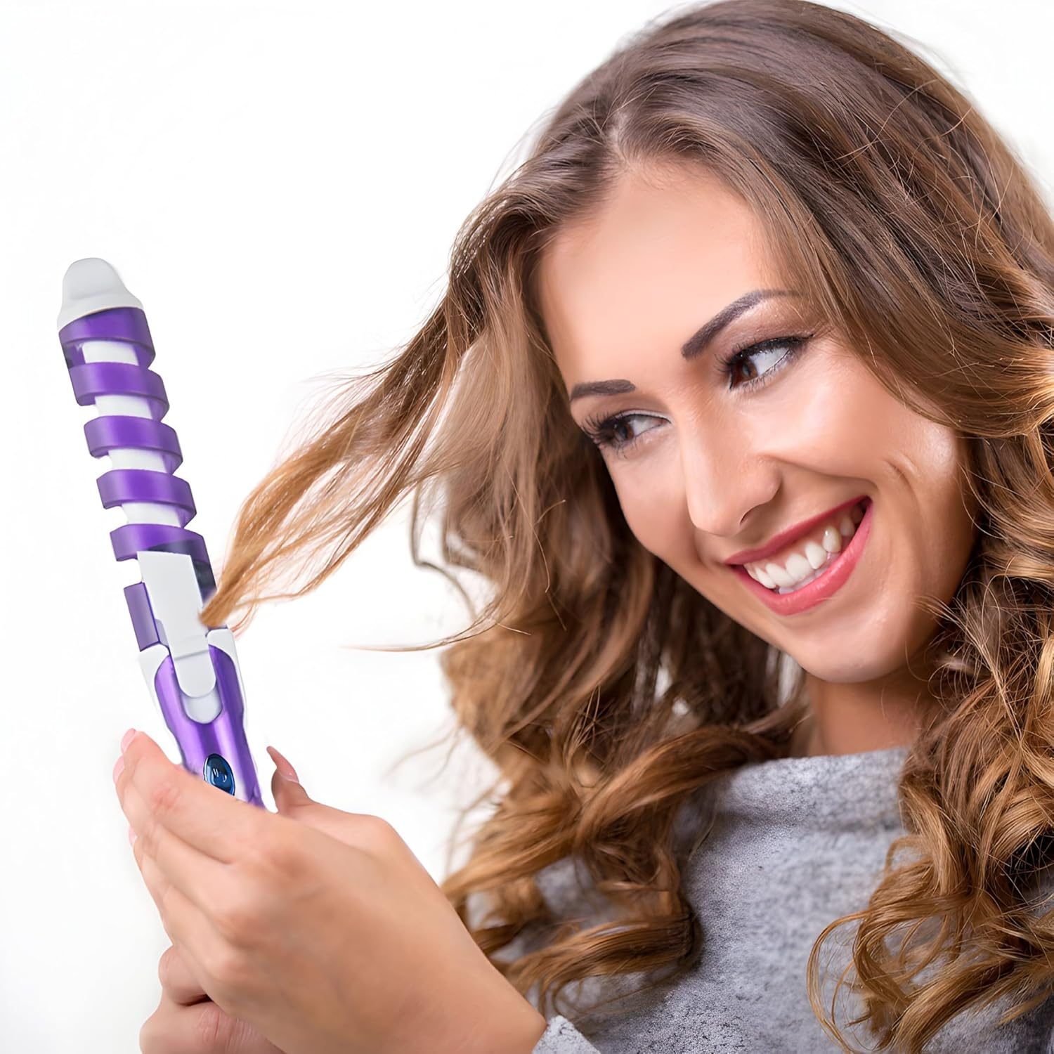 Retoo Curling Iron Ceramic Curlers Large Curls Spiral Ceramic Coating 210&deg;C Curling Iron Professional Hairdressing Salon Hair Curls Violet image number 5