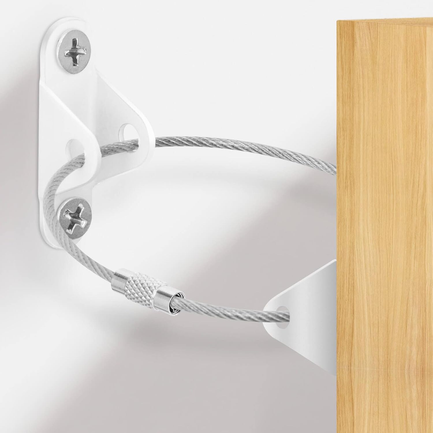 10 Pcs Furniture Anchors, Baby Proofing, Anti-Tip Metal Baby Furniture Straps, Baby Safety Wall Anchor, for Cabinet, Wardrobe, Drawers, Dresser, Bookshelf(400Lbs Tension) (Silver)