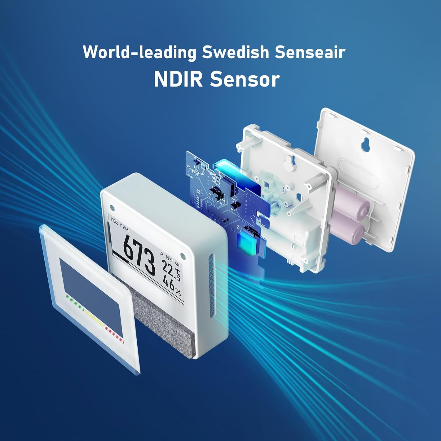 INKBIRD Smart Indoor Air Quality Monitor IAM-T1, Electronic Ink Display, CO2 Level Indication, App Monitor Temperature Relative Humidity Air Pressure, 4 Years Battery Life for Home Office School Cafe image number 1