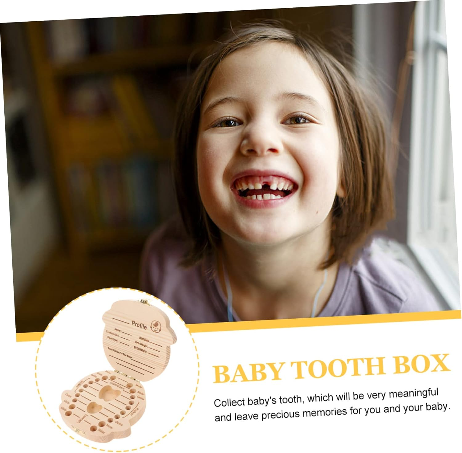 Baby Tooth Storage Box Colorful Cartoon Infant Keepsake Case Wooden Tooth Organizer for Newborn Boys Toddler image number 3