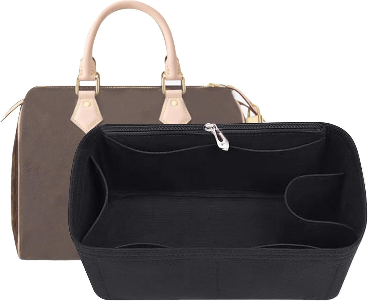 Lckaey Purse Inserts ​For Lv Speedy 25 Organizer Insert, for Monogram Bag, Handbag Protective Insert ​Tote Bag and Hand Bag Protector, Organizer Insert 1083Red-M 9X5.5X5.5In