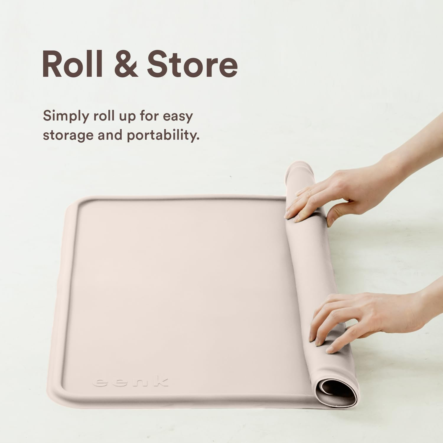 Pee Pad Tray Holder for Dogs - No Spill Raised Lip High Edge Silicone Mat, Extra Thick and Non-Slip for Indoor Floor Protection, Fits up to 25 X 25 In. Square Potty Training Pads (Large, Beige) | Eenk image number 4