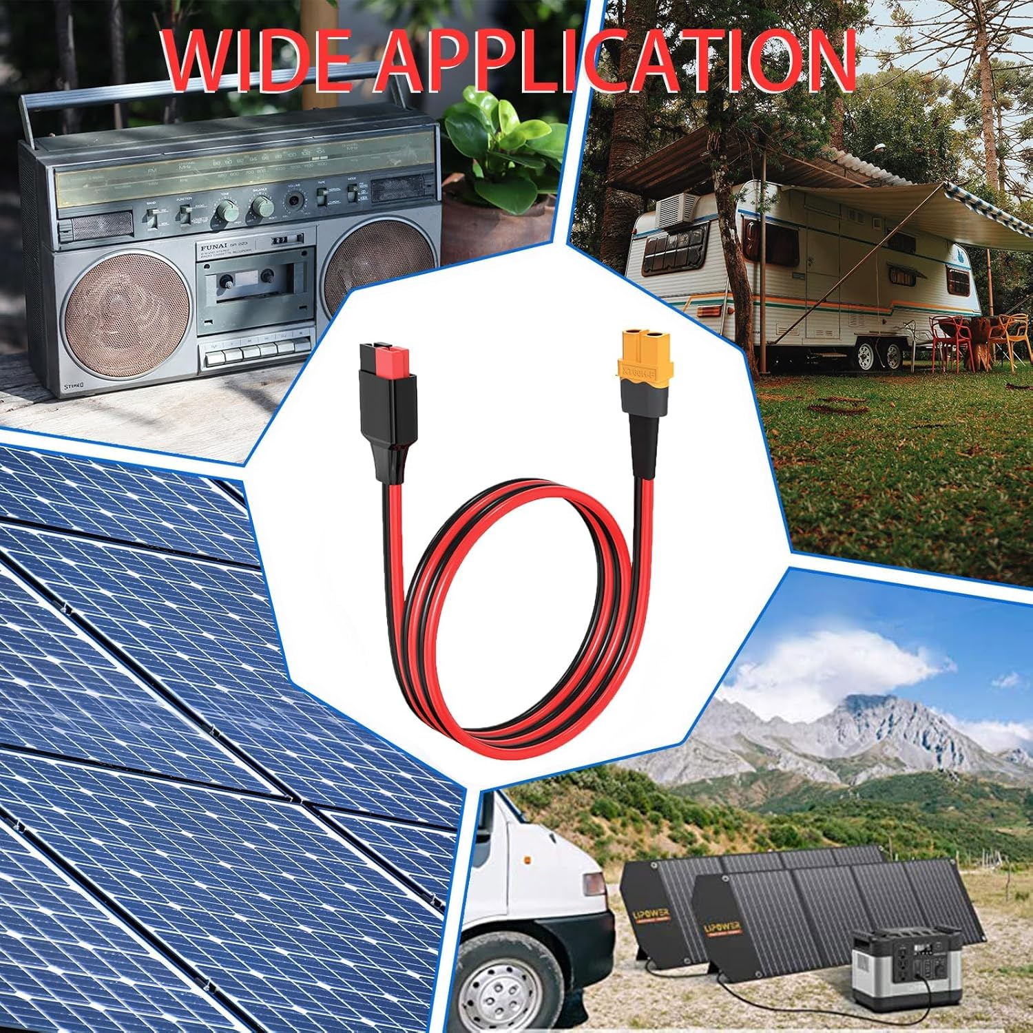 XT60 to Anderson Adapter,12Awg XT60 Female to Anderson Connector Cable for RC Battery Solar Portable Power Power Station and Solar Panel(2Ft) image number 5