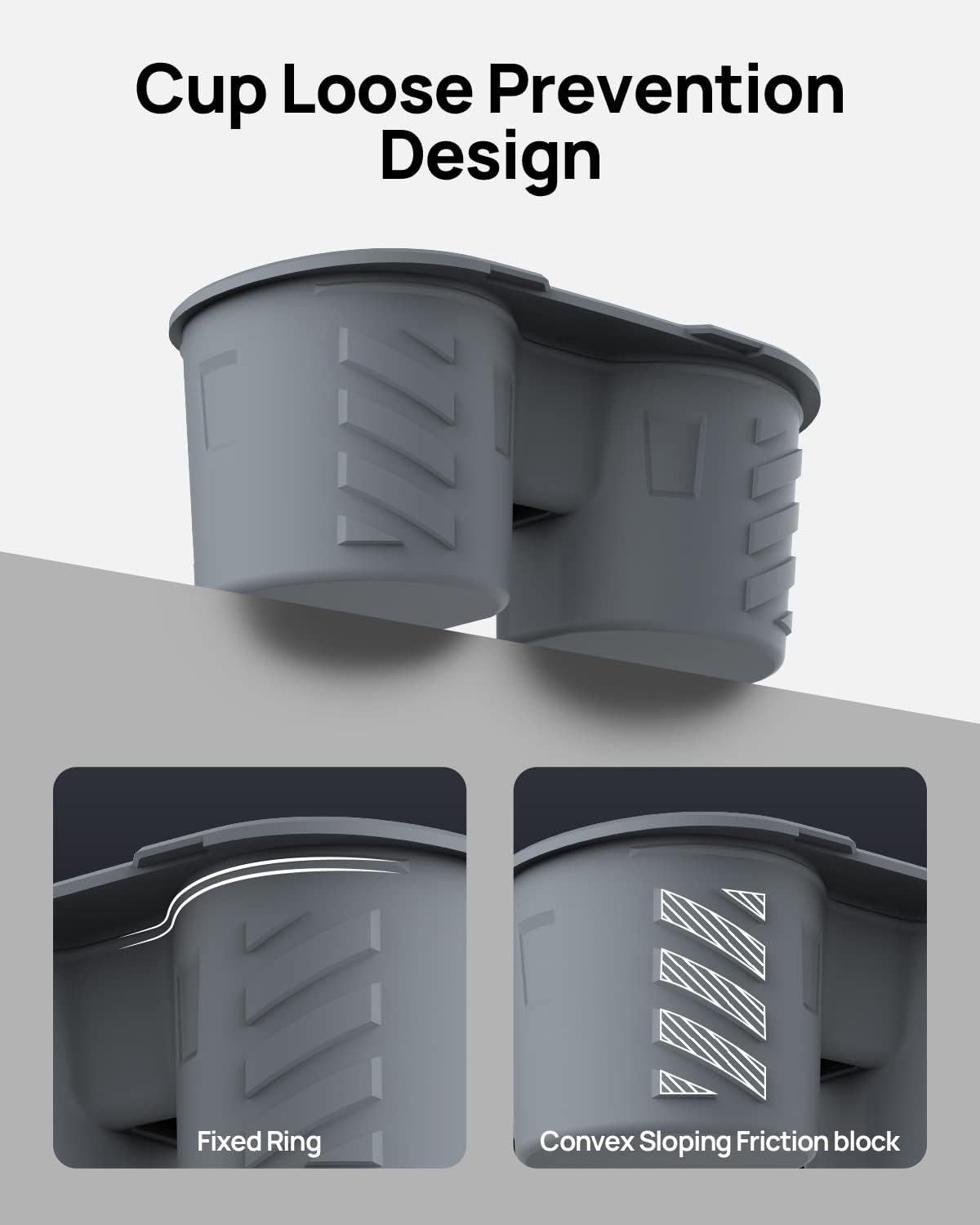 Halo BLK Center Console Cup Holder Insert for 2023 2022 2021 Tesla Model 3 Model Y, Removable & Washable Food Grade Silicone with Key Card Design image number 5