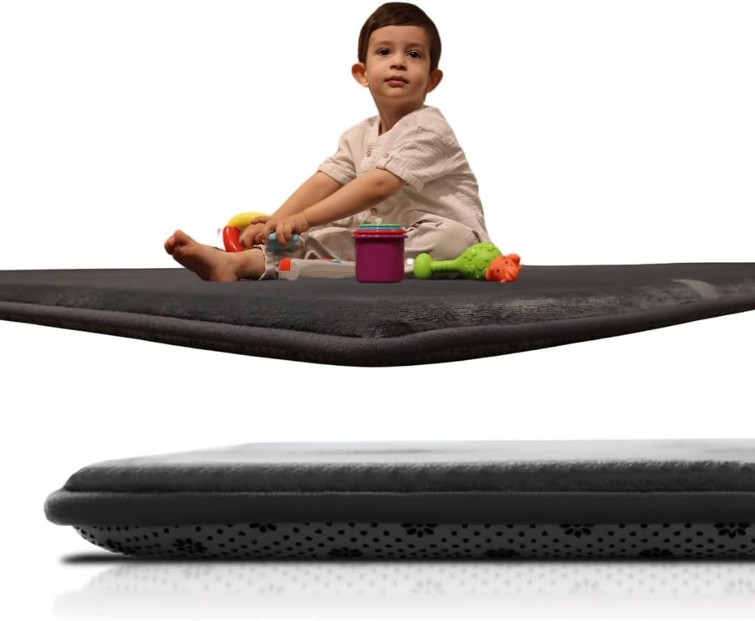 Hugb Baby Play Mat - Premium Extra Thick Non‑Slip Modern Rug for Kids & Toddlers - Tummy Time Mat for Floor - Safe Soft Game Area for Baby - Suitable for Playpen -Useful for Yoga & Stretching - OEKO-TEX Certified - Gray 150*200*3Cm image number 4