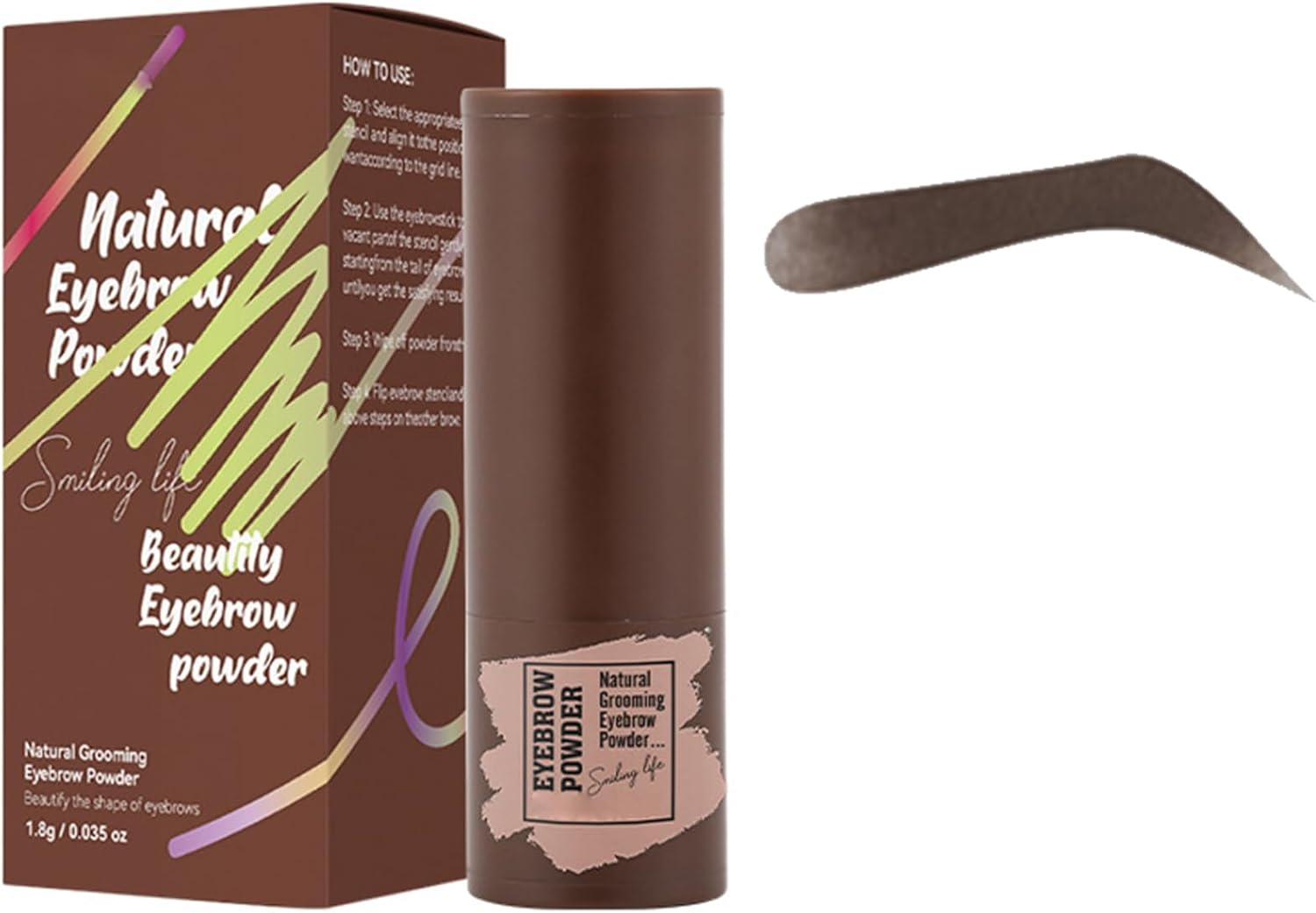 Yhong Eyebrow Stamp Kit for Women Waterproof Brow Stencil Powder Reusable 10 Shapes 2 Brushes Effortless Brows Natural Look Black One Size