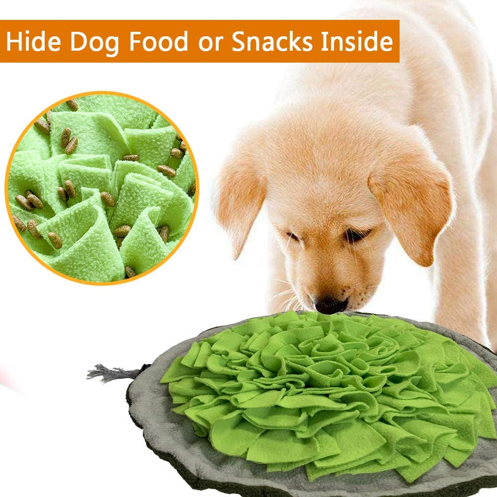 SCHITEC Dog Snuffle Mat & Collapsible Travel Bowl, Interactive Nosework Feeding Pad Treat Dispenser for Small Dogs Cats, Slow Feeder Pet Puzzle Toys for Stress Relief and Boredom Relief image number 3