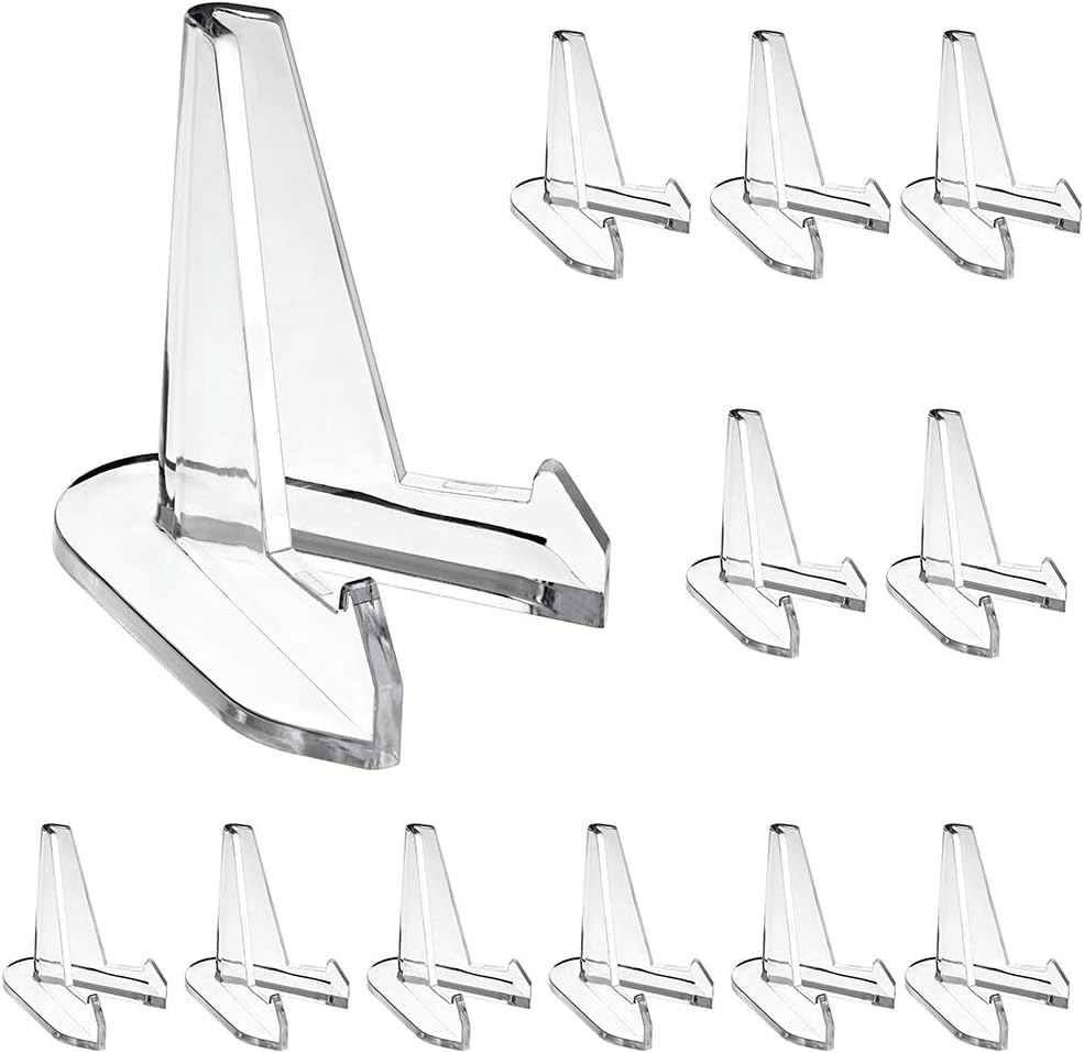 Acemedia Mini Acrylic Easel Stands, 12 PCS Clear 2.64 Inch Coin Display Easel Holder Displaying Coins Pocket Watches Capsules Challenge Medals Casino Chips