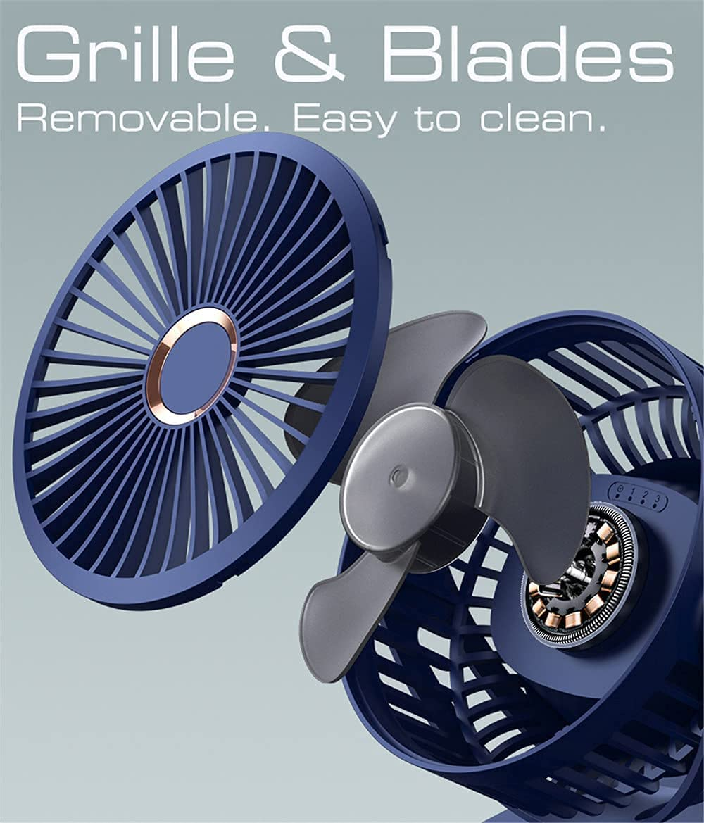 Portable Mini Clip on Fan, 10000Mah USB Rechargeable Battery Operated, Personal Small Desk Fan with 3 Speed & 270&deg; Rotate for Bedroom Home Room Stroller Table Camping image number 3