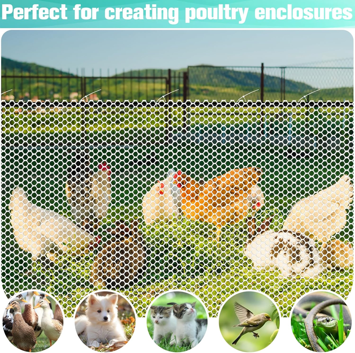 Plastic Chicken Wire Mesh Fence (White, 15.7IN X 10FT) image number 3