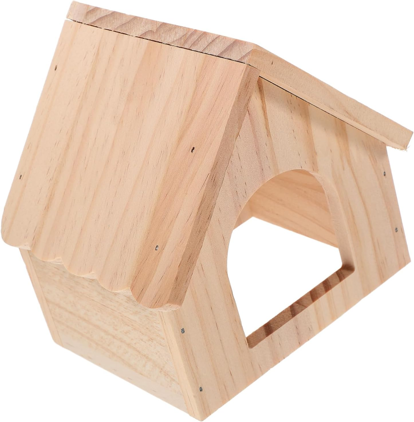CVUTOVO Hamster Wooden Hideout and Guinea Pig Hideout Wood Small Animal Hut Natural Solid Wood Small Pet Hut Shelter for Hamsters and Guinea Pigs image number 2