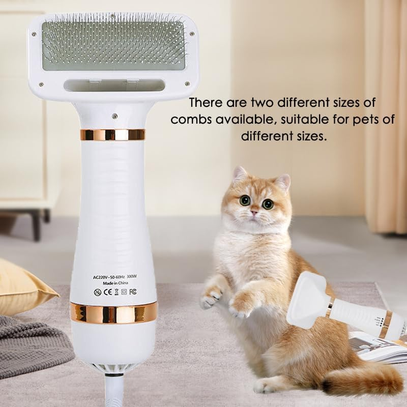 2 in 1 Pet Hair Dryer, Pet Grooming Blowing Dryer with Slicker Brush, 3 Heat Settings, One-Button Hair Removal, Portable Dog Blower, Professional Home Grooming Furry Drying for Cat Dog image number 3