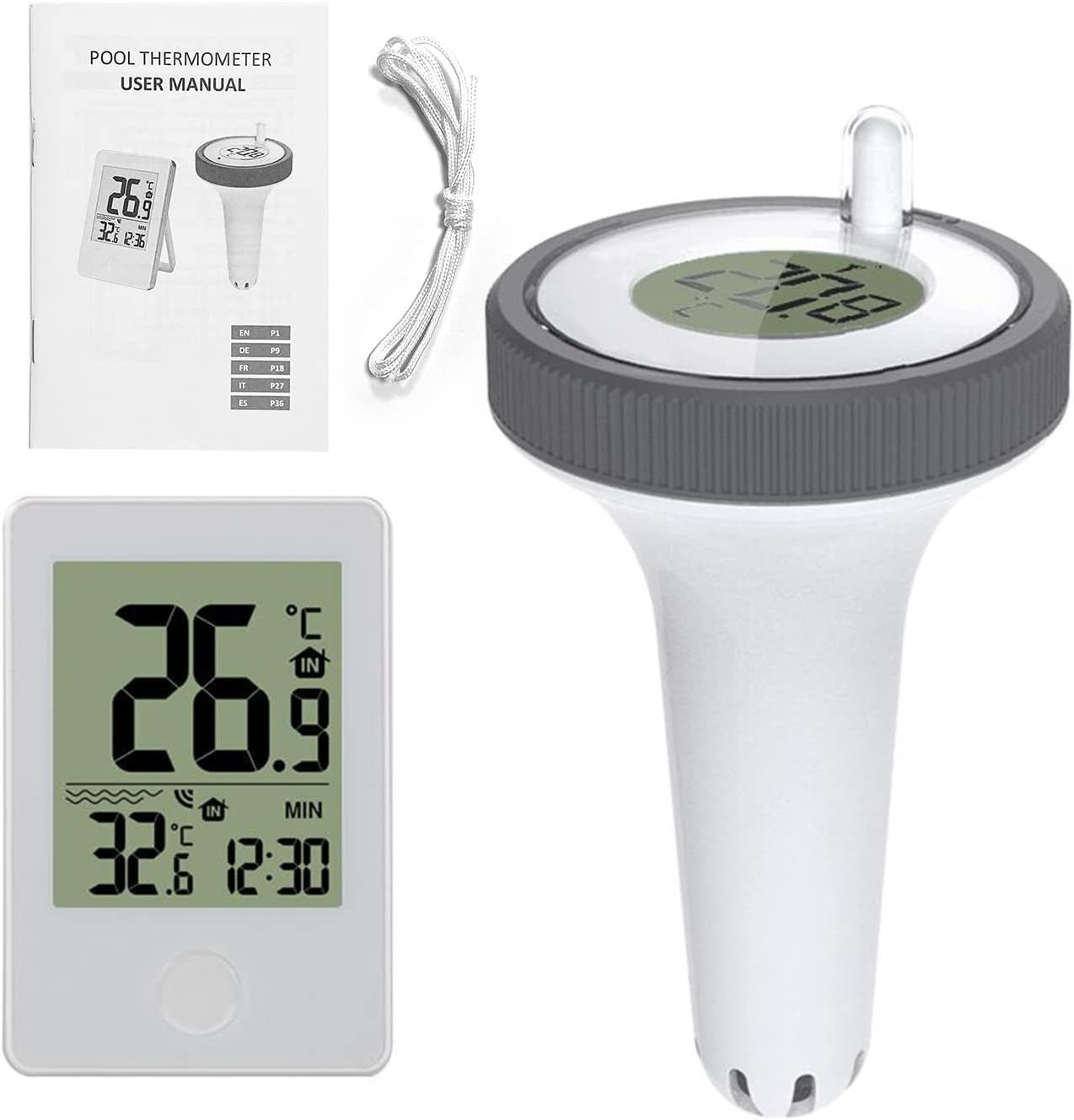 Pool Thermometer Wireless,Digital Swimming Pool Thermometer Floating ，Digital Outdoor Floating Thermometers Used for Swimming Pool, Bathrooms,Aquarium and Sinks