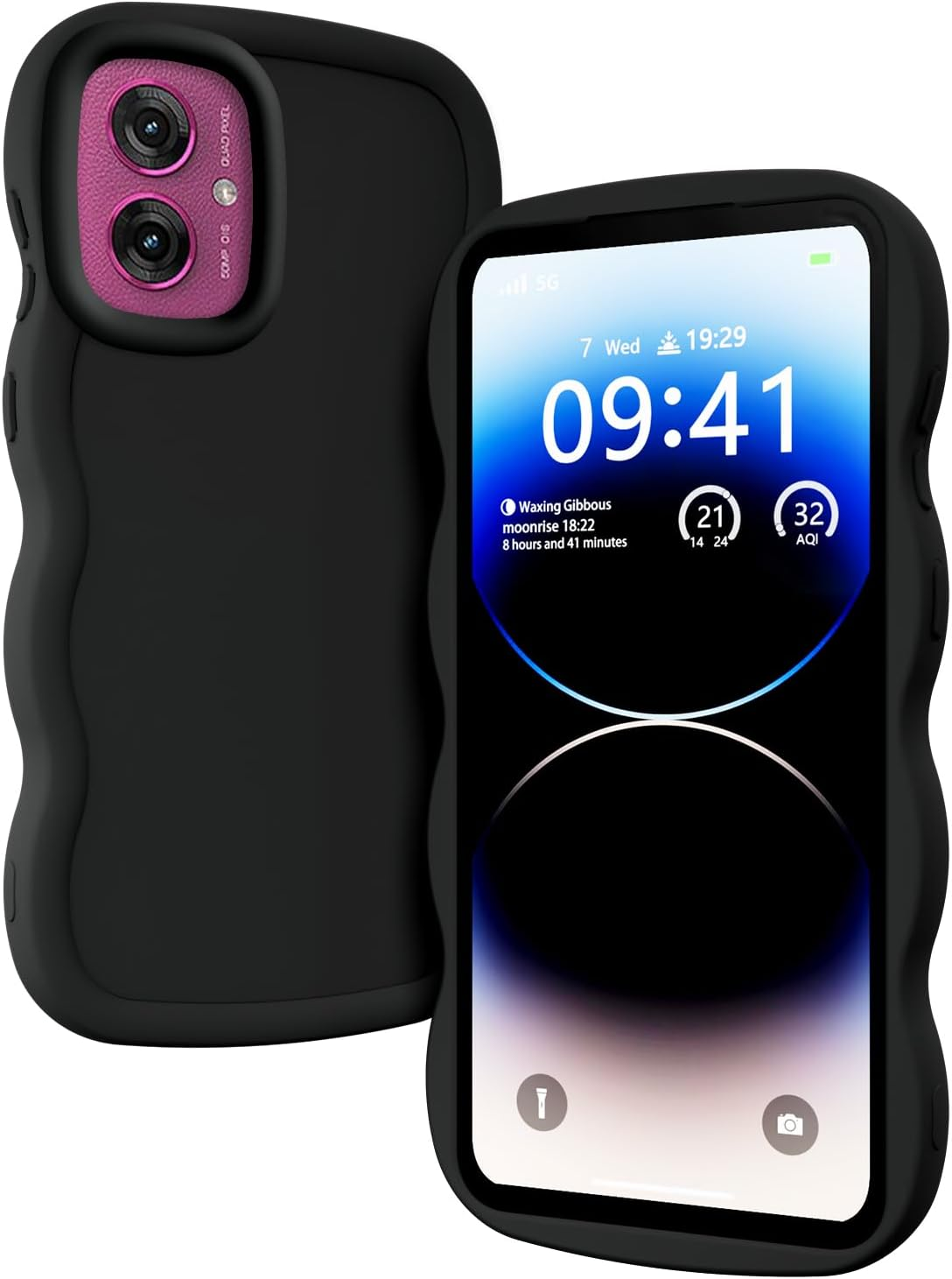 XINYEXIN Liquid Silicone Case for Motorola Moto G55, Waves Curly Shape Cute Soft Shockproof Mobile Phone Protective Case - Purple