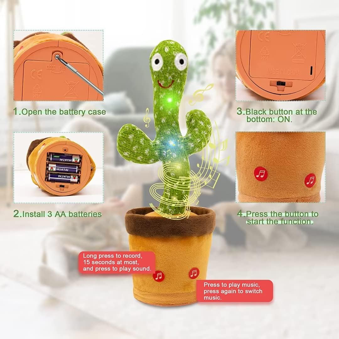 Tiktok Dancing Cactus Talking Toy,Sing/Wriggle/Recording Soft Plush Interactive Toy Figures Repeat What You Say and Sing/Electronic Mimicking Cactus Toy for Kids Baby/ 120 Popular Songs image number 2