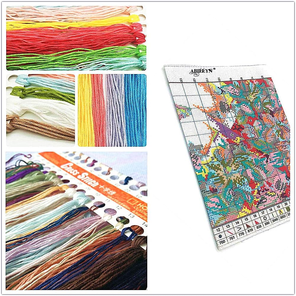 Abillyn Embroidery Cross Stitch Kits Cat and Birds Stamped with Printed Pattern Starter Kit (Cat and Birds) - Cat And Birds image number 3