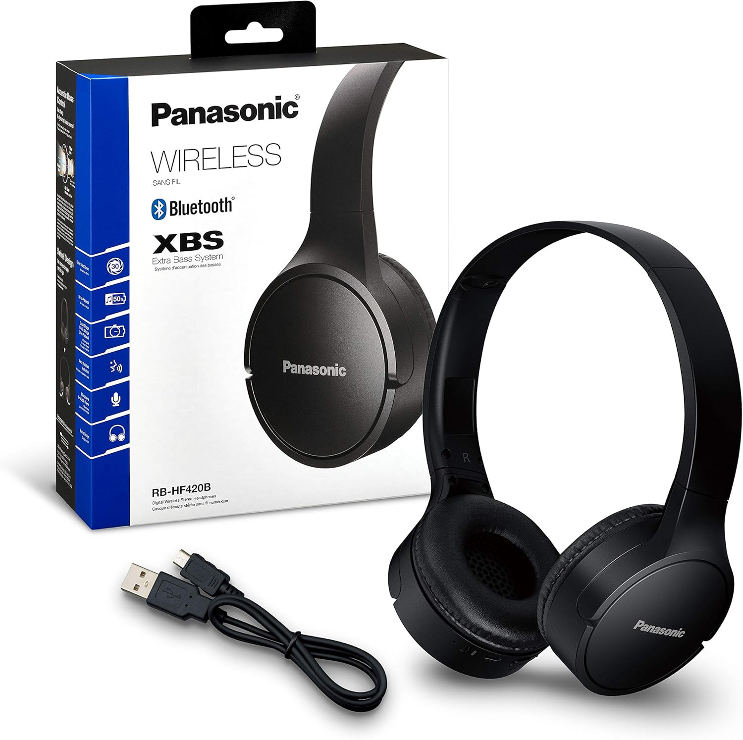 Panasonic On-Ear Wireless Headphones with Bluetooth Connectivity, Black (RB-HF420BE-K), Medium image number 4