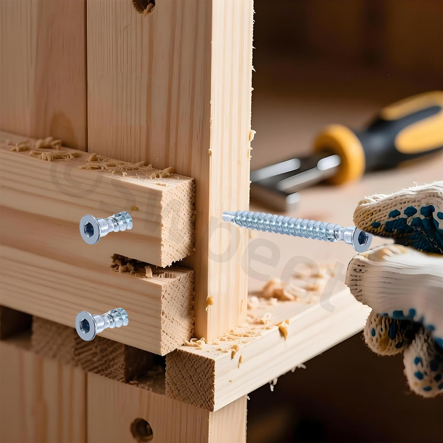 Swpeet 50Pcs M5 X 40Mm Blue-White Zinc Plated Carbon Steel Confirmat Screws Assortment Kit, Hex Socket Drive Countersunk Self-Tapping Furniture Connecting Screw for Assembly and Mounting image number 3