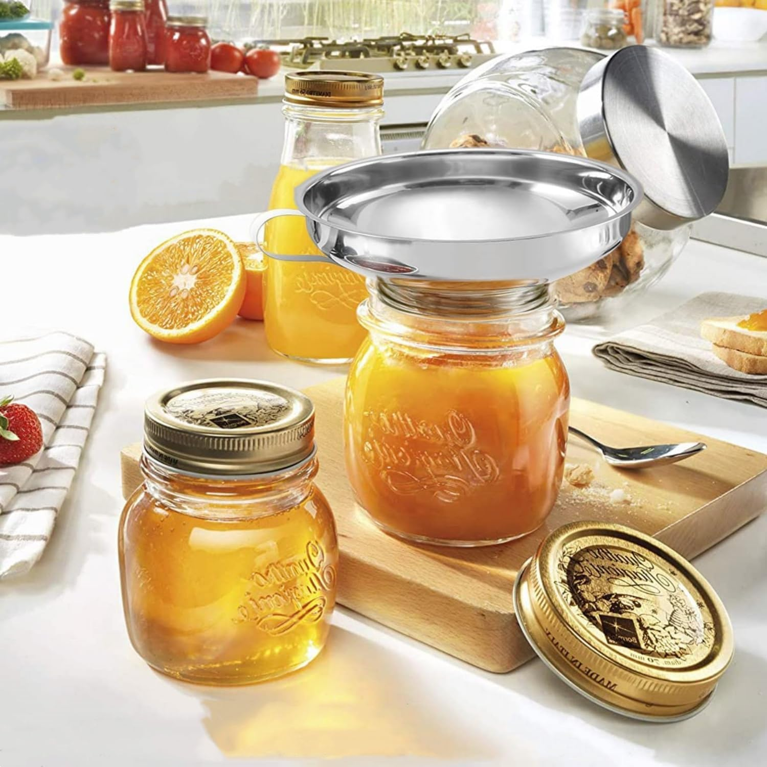 3PC Stainless Steel Canning Funnels with Strainer - Wide & Regular Mouth Mason Jar Funnels - Durable Kitchen Canning Supplies image number 6