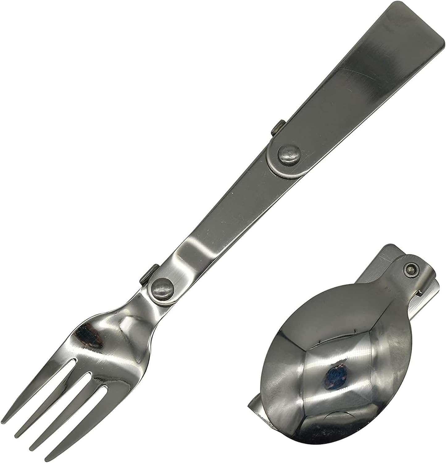 3 Pack Foldable Spoon Fork Salad Spork Set (304) Stainless Steel Portable Camping Flatware Set for Thermos Outdoor Travel Picnic Fishing Boating
