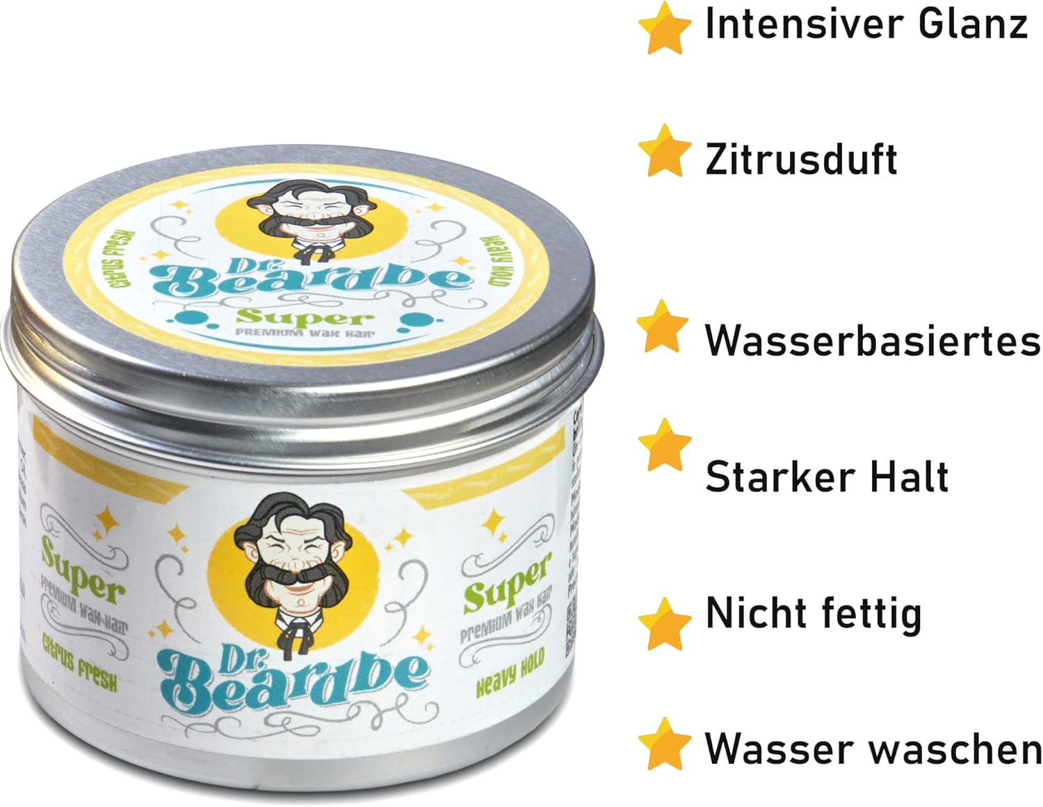 BEARDBE Super Strong Hair Wax Pack for All Hair Types with Gift Comb, Citrus Aroma and Extra Strong Hold, Intense Shine (Super Strong) image number 1