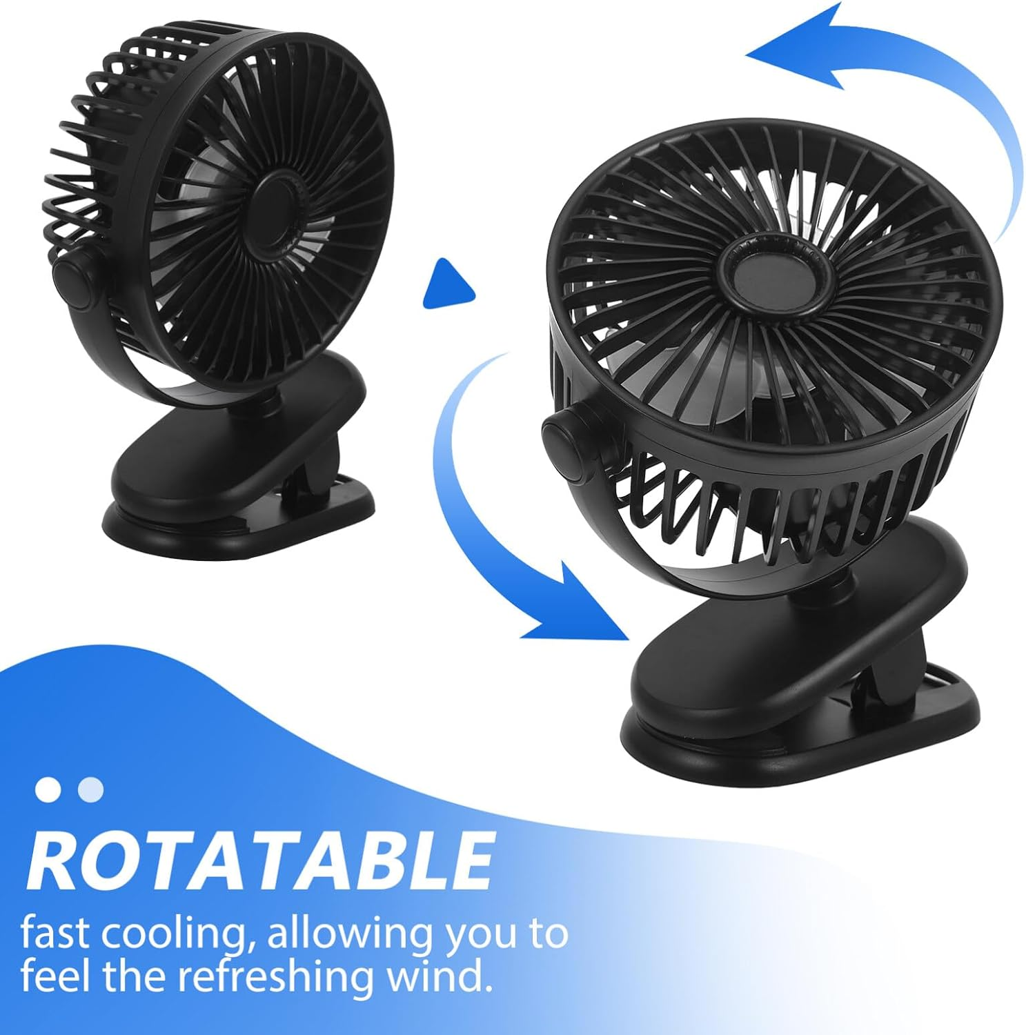 Cabilock Clip on Oscillating Mini Desk Fan USB Corded Table Fan Two-Speed Adjustment Sturdy Material Compact for Home Office Dorm Study Library Games Room Black
