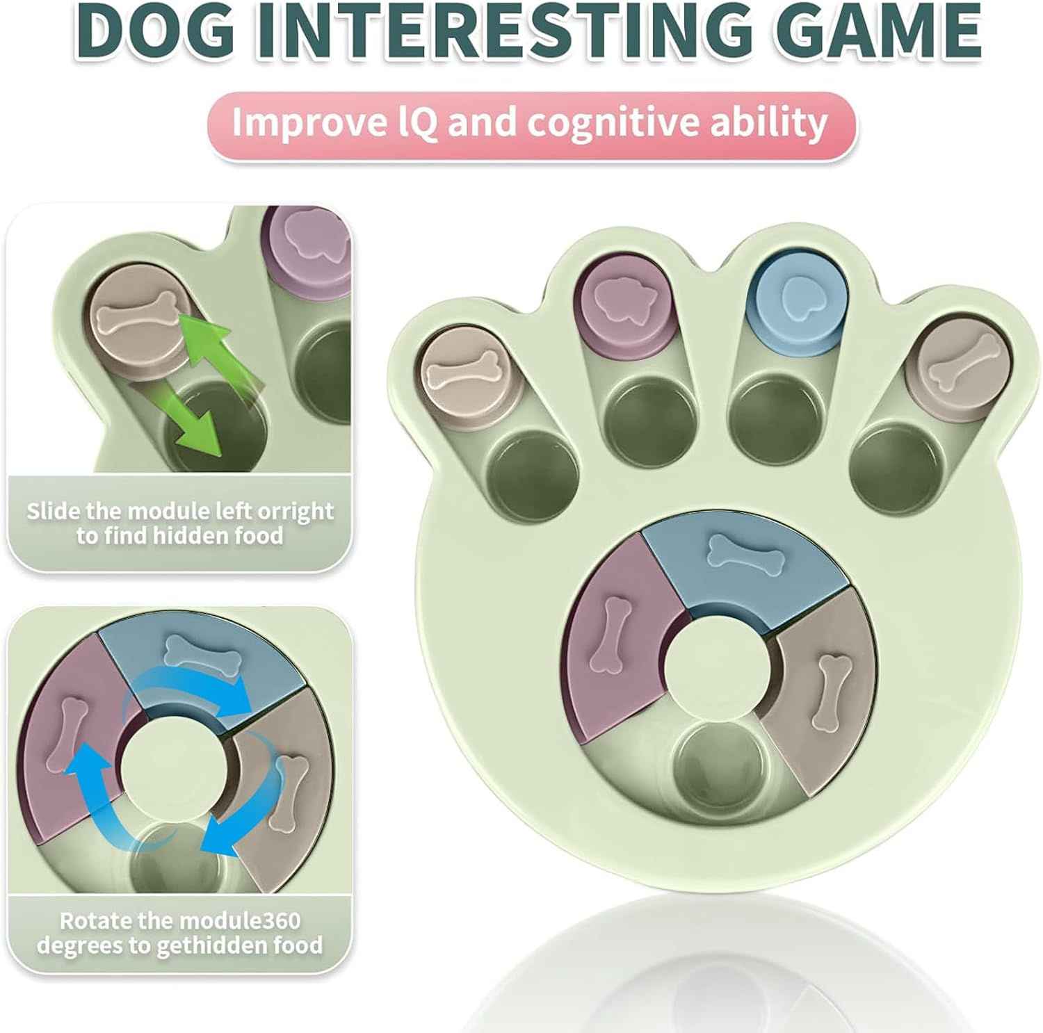 Slow Feeder Dog Bowl Pet Puzzles,Dogs Food Puzzle Feeder Toys for IQ Training & Mental Enrichment,Mental Stimulation, Aggressive Chewers Puppy Chew Toys(Green)