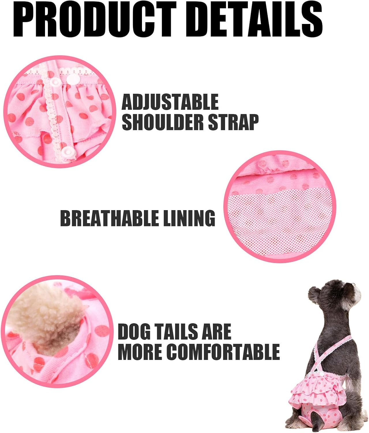 IUOUTG Cotton Dog Diapers Male Washable Dog Diapers Female with Adjustable Strap Pet Underwear Diaper Jumpsuit for Small Girl Dogs in Period Heat image number 6