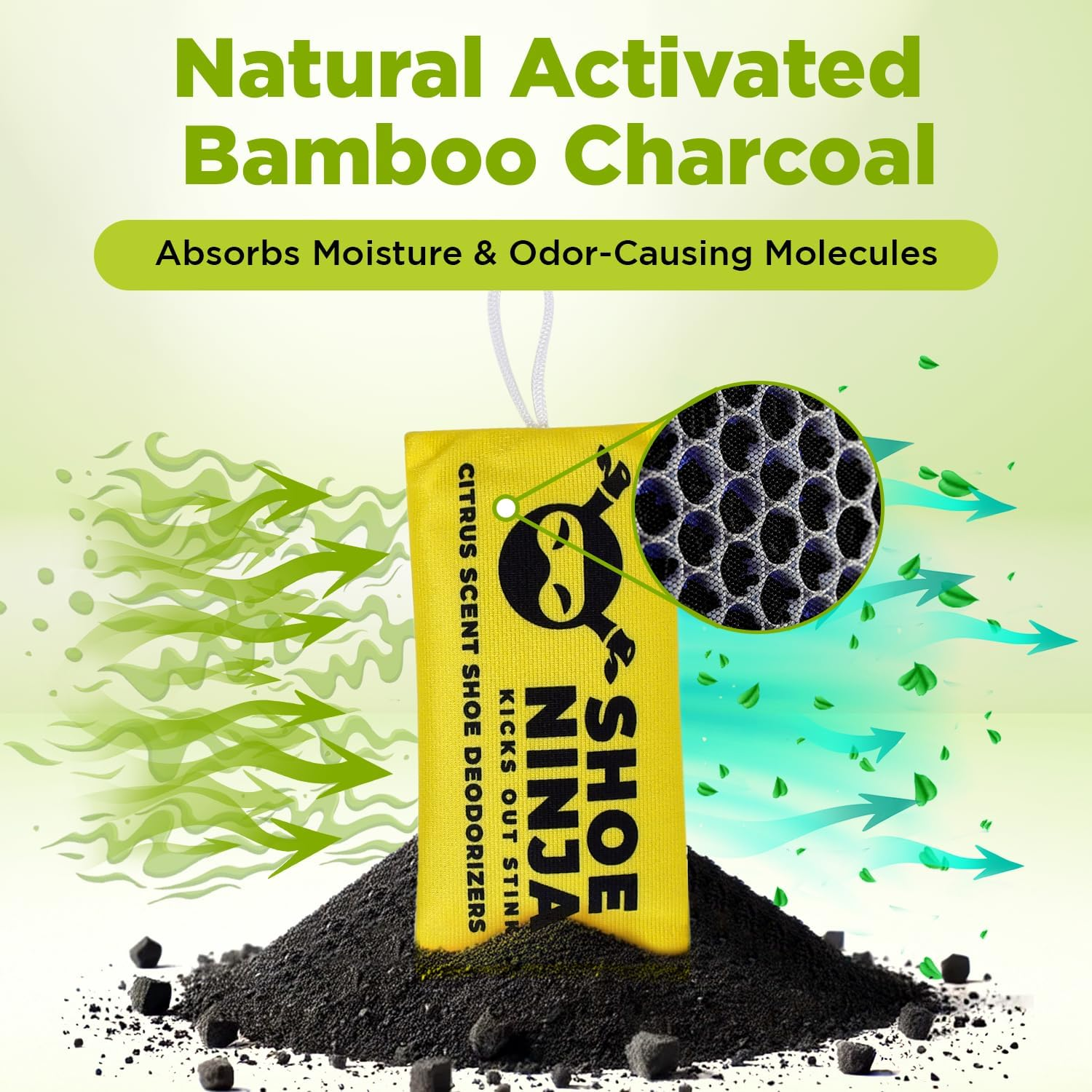 Shoe Ninja Shoe Deodorizer - Shoe Odor Elimination with Activated Charcoal, Versatile and Reusable Shoe Smell Remover, Boxing Glove Deodorizer, and Shoe Freshener, Great for Sports - 1 Pack Count of 2 image number 6