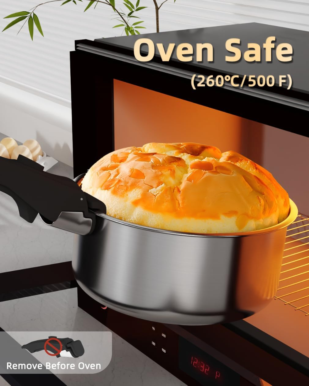 Stainless Steel Cookware Set,4-Pcs Kitchen Cookware Sets with Removable Handle,Stainless Steel Saucepan Set with 18Cm and 20Cm Pots and Multi-Purpose Silicone Lid &ndash; All Stovetop Compatible