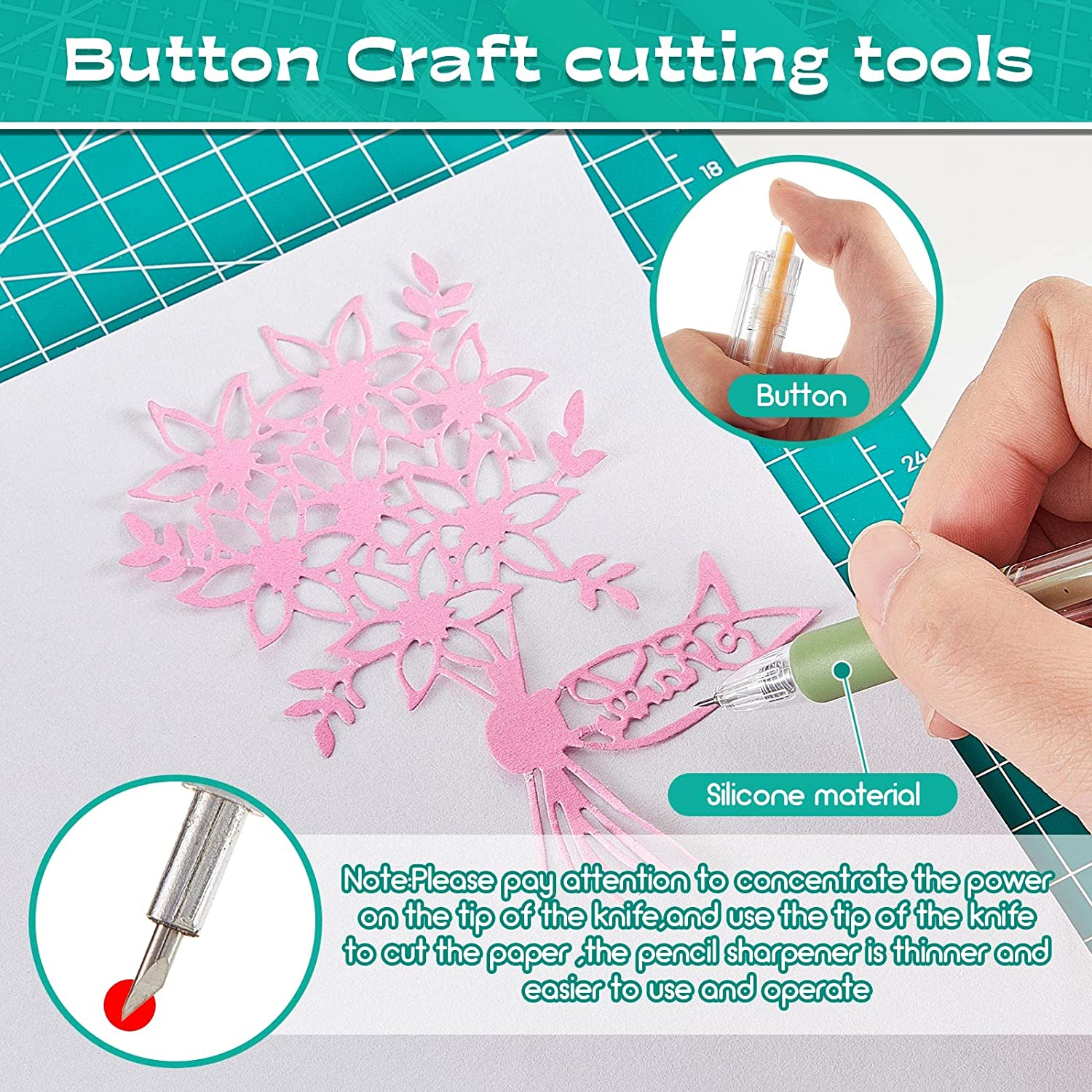 6 Pieces Art Cutting Tools Knife Pen Craft Paper Cutter Pen Carving Tools for DIY Kit Scrapbooking Drawing and Crafting Utility Precision Paper Cutting Tool image number 5