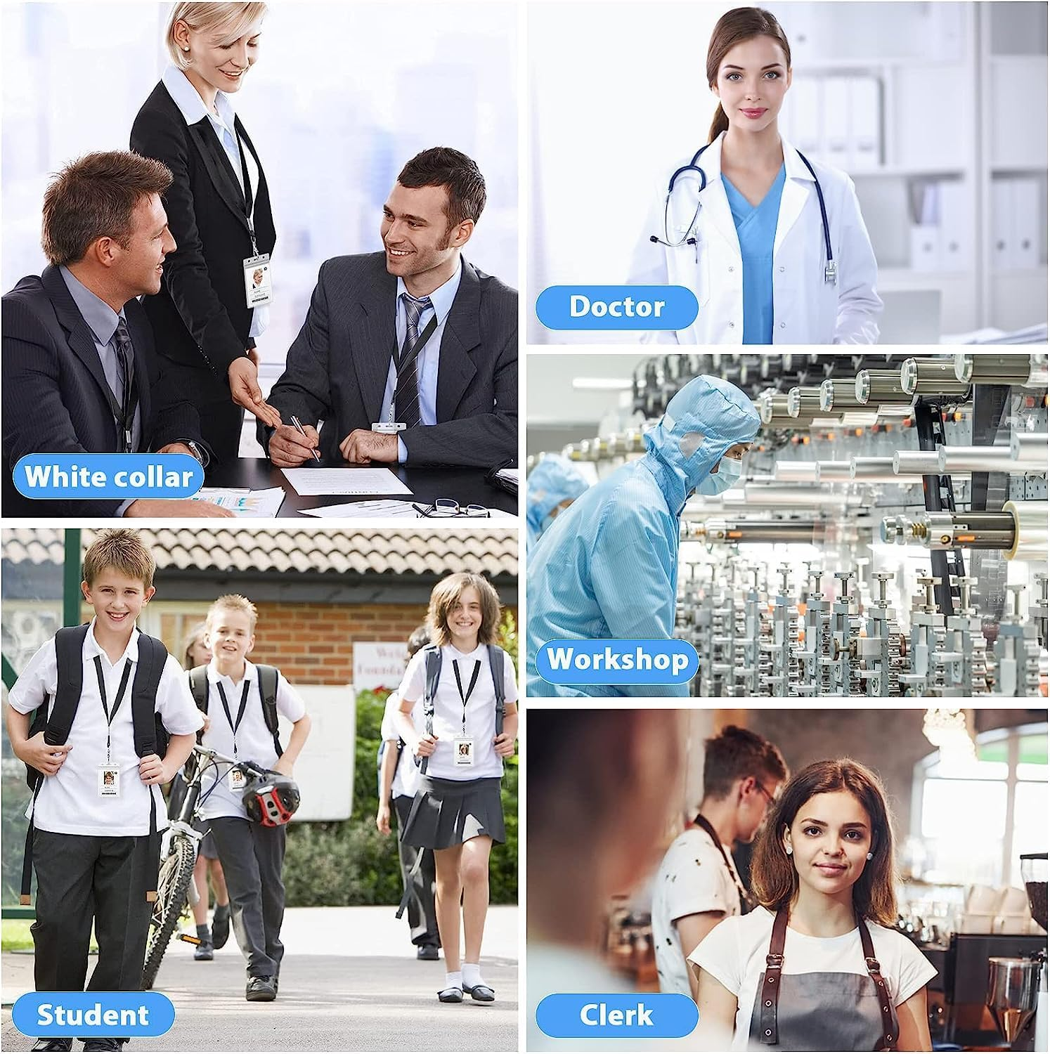 20Pcs Clear Plastic Heavy Duty Vertical Name Badge ID Card Holders,Plastic Tags Holders,Vertical Holder, Tag Holder with 20 Pcs Lanyards - Style B image number 4